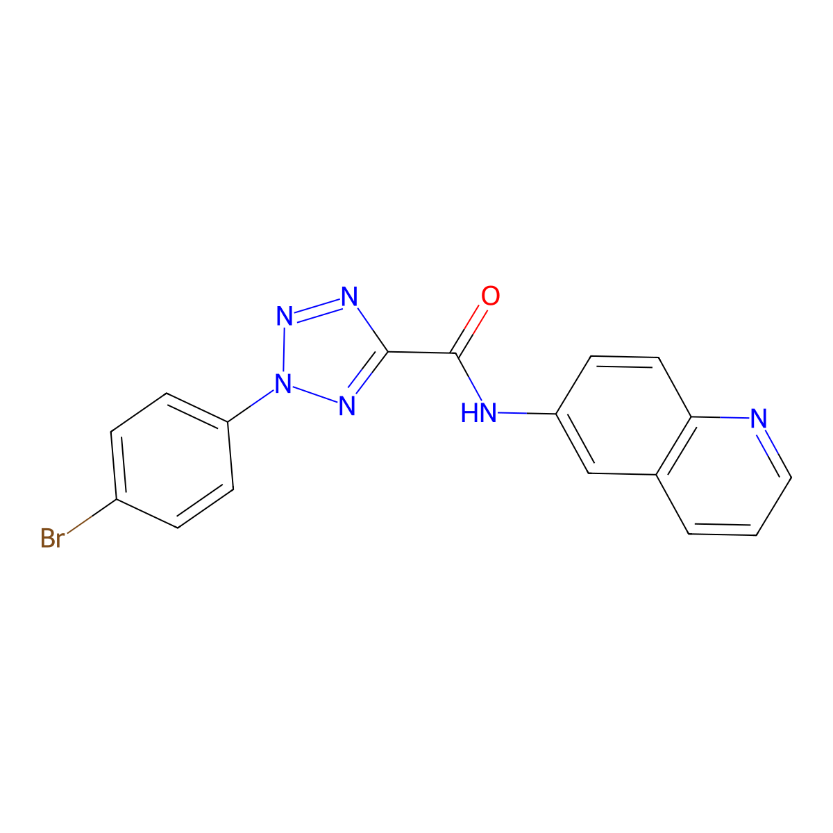 2-(4-bromophenyl)-N-(quinolin-6-yl)-2H-tetrazole-5-carboxamide molecular structure, CAS 1396783-00-8