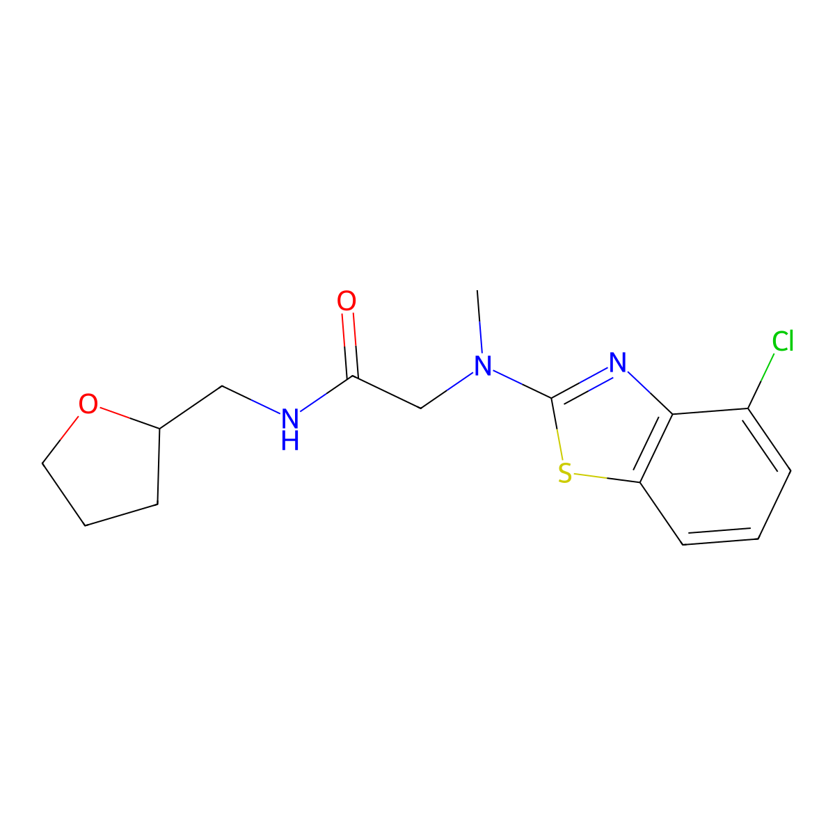 2-((4-chlorobenzo[d]thiazol-2-yl)(methyl)amino)-N-((tetrahydrofuran-2-yl)methyl)acetamide molecular structure, CAS 1396783-03-1