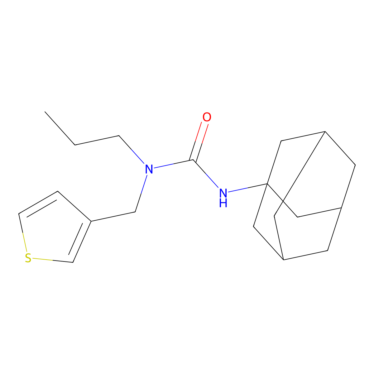 1-(Adamantan-1-yl)-3-propyl-3-[(thiophen-3-yl)methyl]urea molecular structure, CAS 1396783-04-2