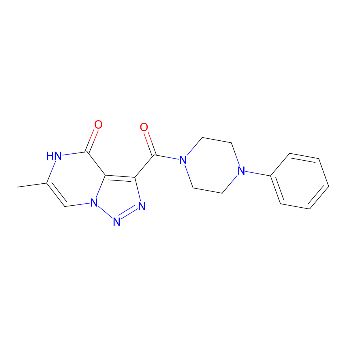 6-methyl-3-[(4-phenylpiperazin-1-yl)carbonyl][1,2,3]triazolo[1,5-a]pyrazin-4(5H)-one molecular structure, CAS 1396783-07-5