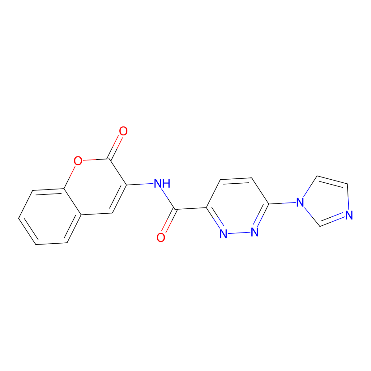 6-(1H-imidazol-1-yl)-N-(2-oxo-2H-chromen-3-yl)pyridazine-3-carboxamide molecular structure, CAS 1396783-10-0