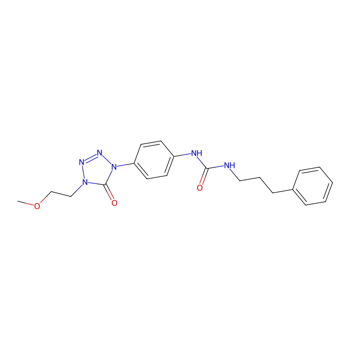 1-(4-(4-(2-methoxyethyl)-5-oxo-4,5-dihydro-1H-tetrazol-1-yl)phenyl)-3-(3-phenylpropyl)urea molecular structure, CAS 1396783-11-1