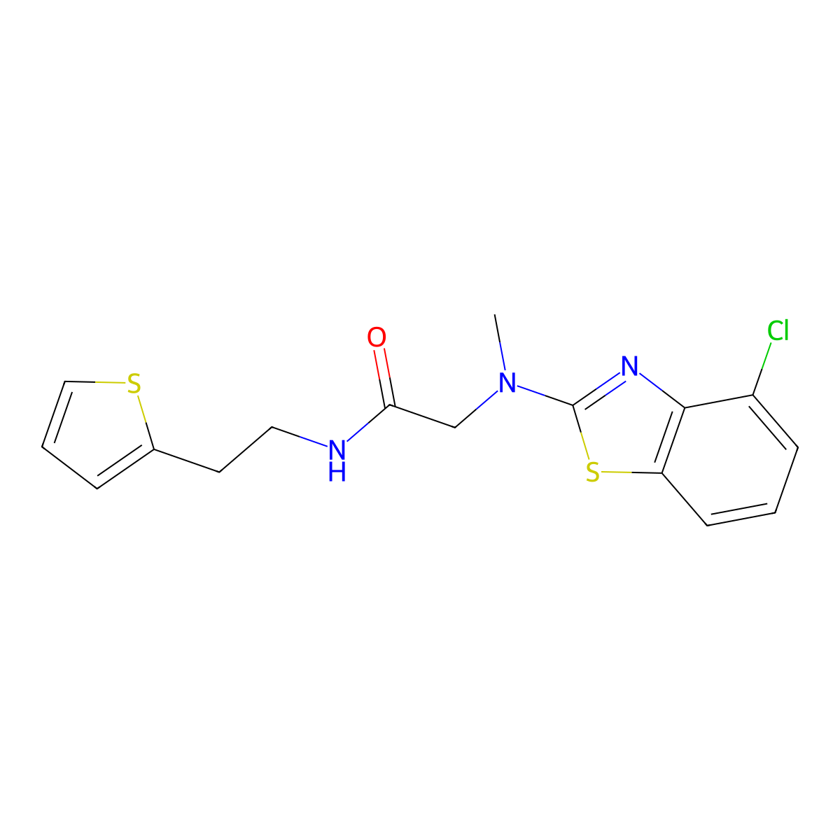 2-((4-chlorobenzo[d]thiazol-2-yl)(methyl)amino)-N-(2-(thiophen-2-yl)ethyl)acetamide molecular structure, CAS 1396783-13-3