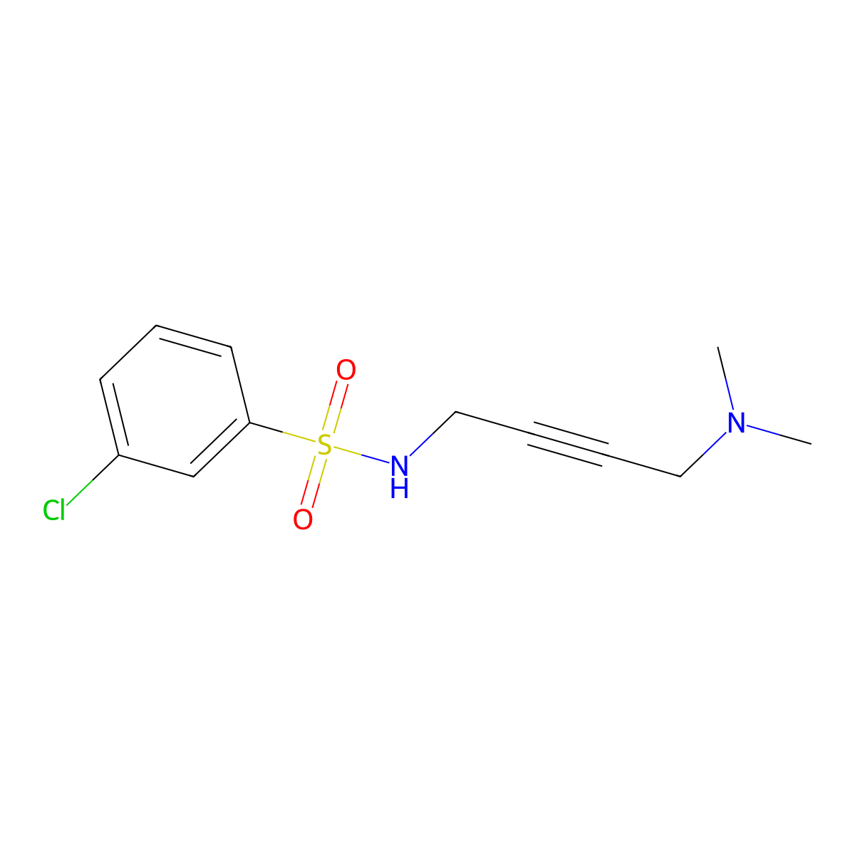 3-chloro-N-[4-(dimethylamino)but-2-yn-1-yl]benzene-1-sulfonamide molecular structure, CAS 1396783-14-4