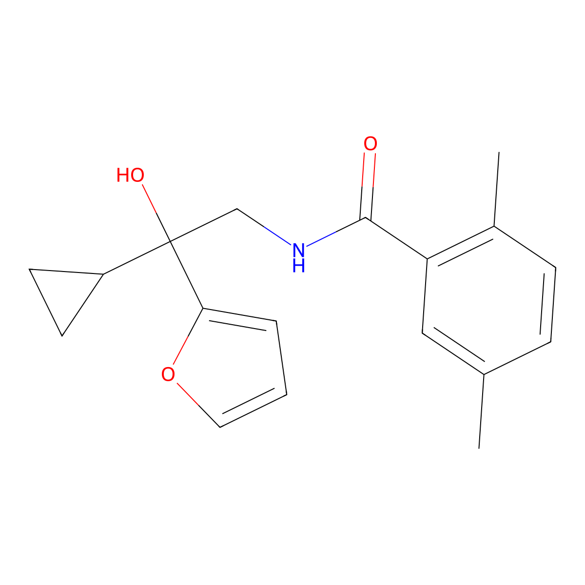 N-[2-Cyclopropyl-2-(furan-2-yl)-2-hydroxyethyl]-2,5-dimethylbenzamide molecular structure, CAS 1396783-15-5
