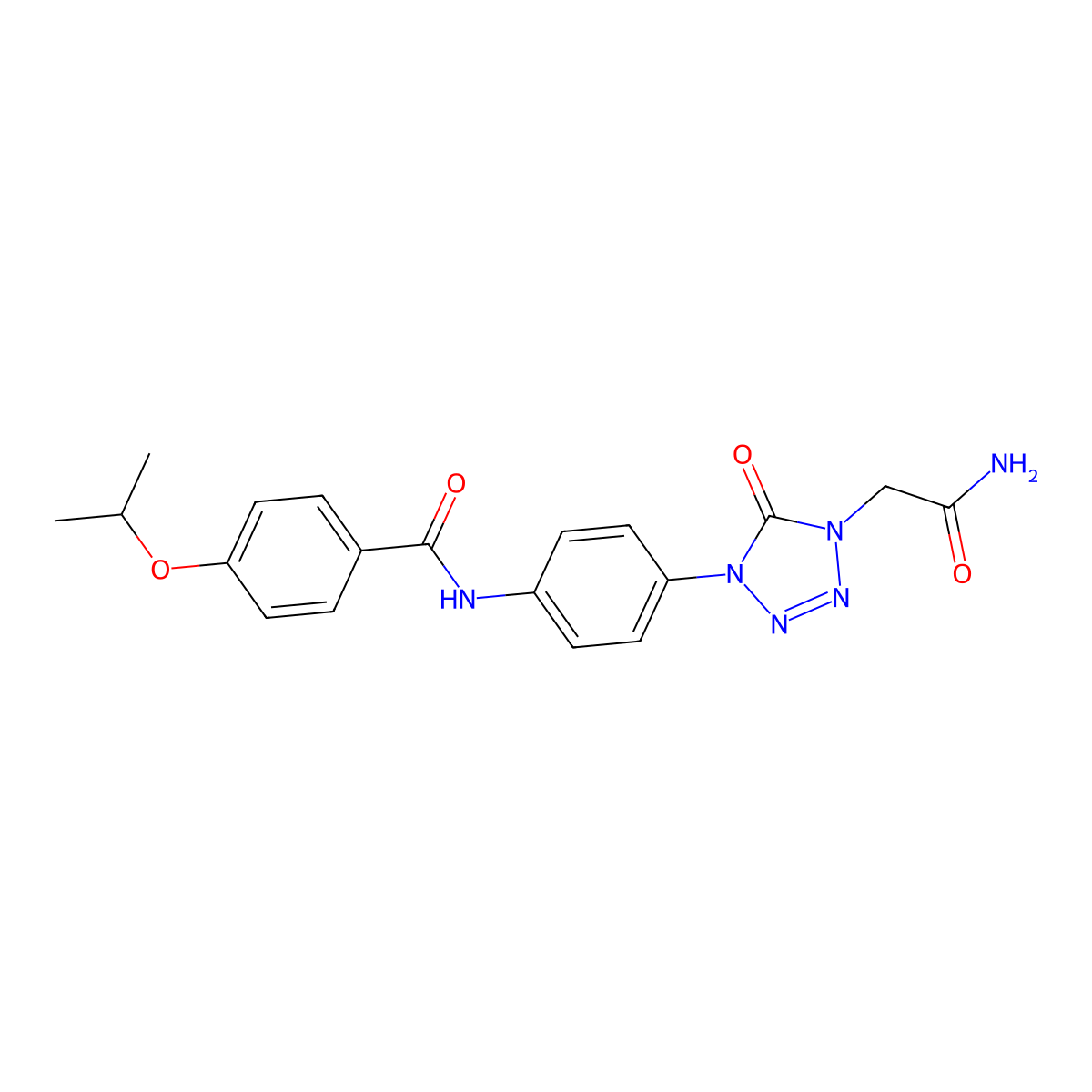 N-(4-(4-(2-amino-2-oxoethyl)-5-oxo-4,5-dihydro-1H-tetrazol-1-yl)phenyl)-4-isopropoxybenzamide molecular structure, CAS 1396783-16-6