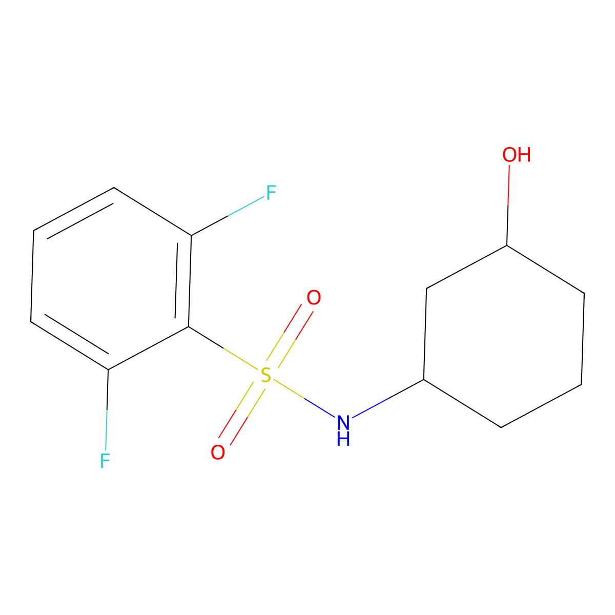 2,6-difluoro-N-(3-hydroxycyclohexyl)benzenesulfonamide molecular structure, CAS 1396783-17-7