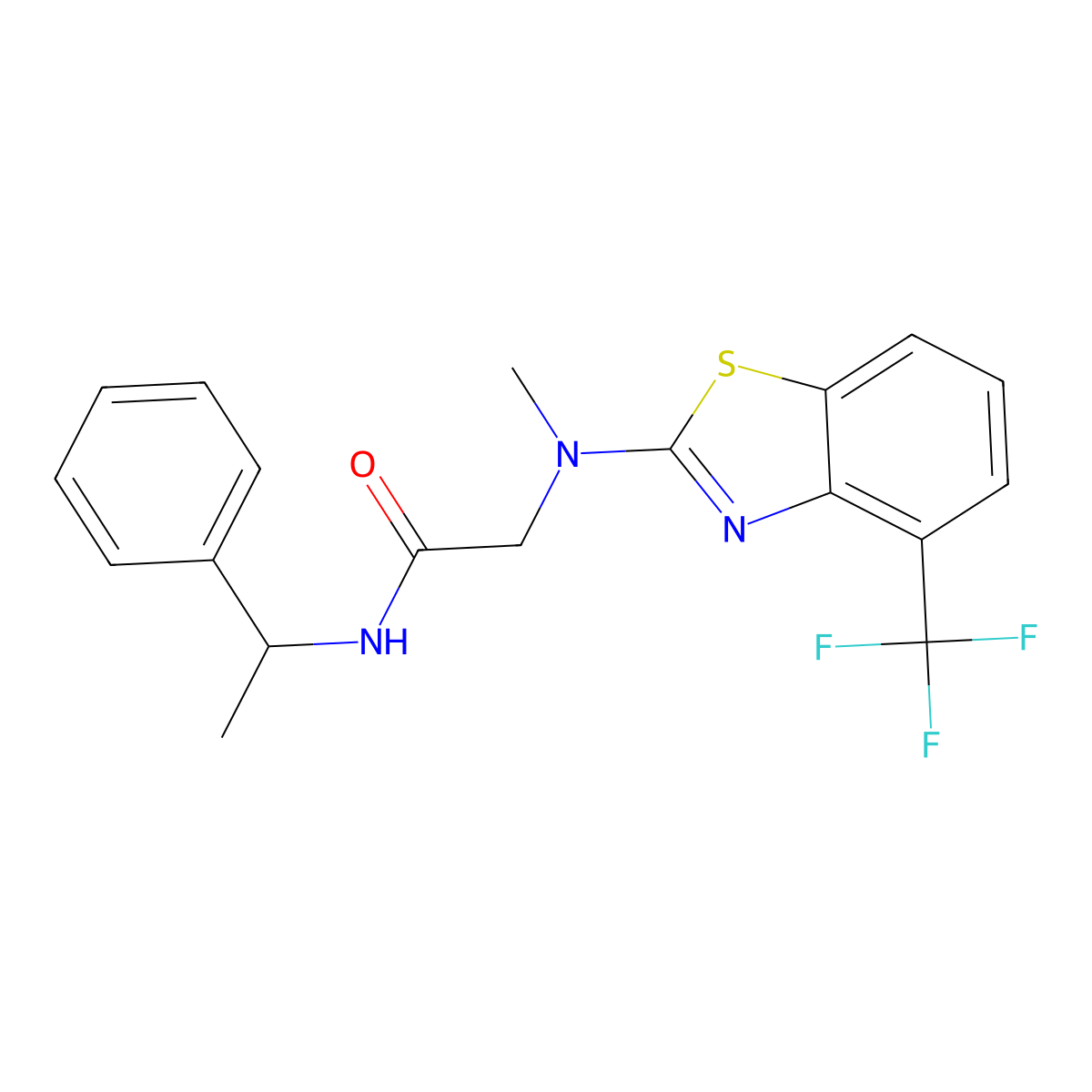 2-(methyl(4-(trifluoromethyl)benzo[d]thiazol-2-yl)amino)-N-(1-phenylethyl)acetamide molecular structure, CAS 1396783-21-3