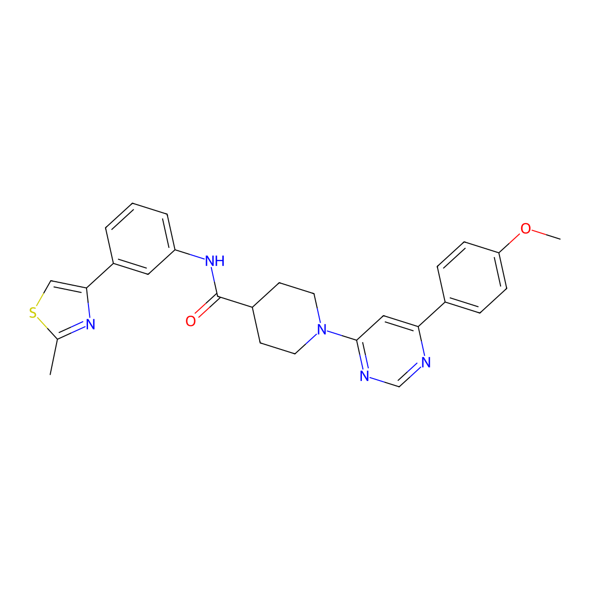 1-(6-(4-methoxyphenyl)pyrimidin-4-yl)-N-(3-(2-methylthiazol-4-yl)phenyl)piperidine-4-carboxamide molecular structure, CAS 1396783-23-5