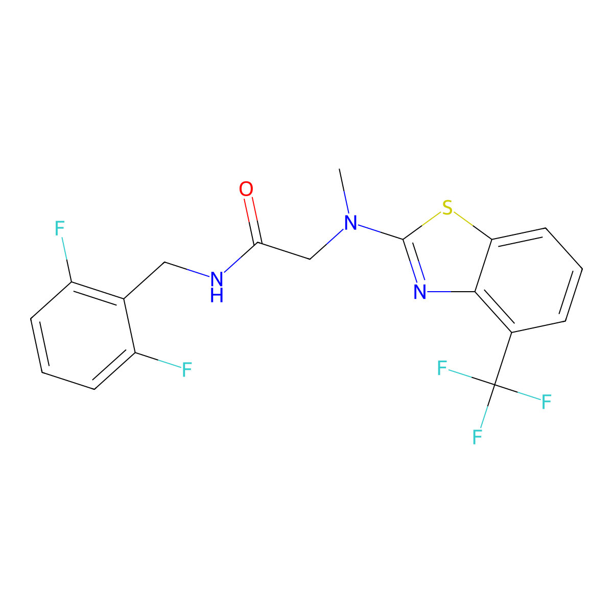N-(2,6-difluorobenzyl)-2-(methyl(4-(trifluoromethyl)benzo[d]thiazol-2-yl)amino)acetamide molecular structure, CAS 1396783-26-8