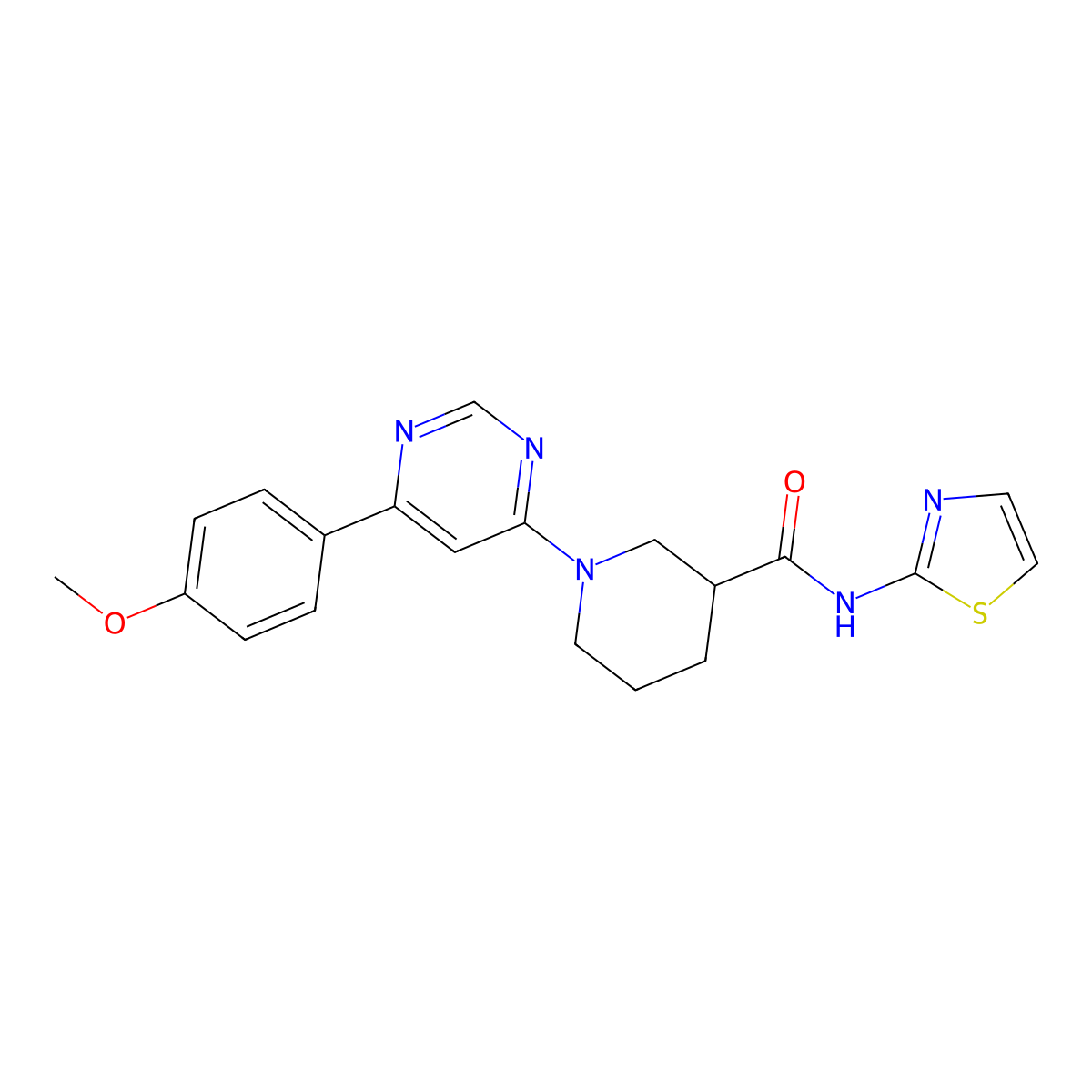 1-(6-(4-methoxyphenyl)pyrimidin-4-yl)-N-(thiazol-2-yl)piperidine-3-carboxamide molecular structure, CAS 1396783-28-0