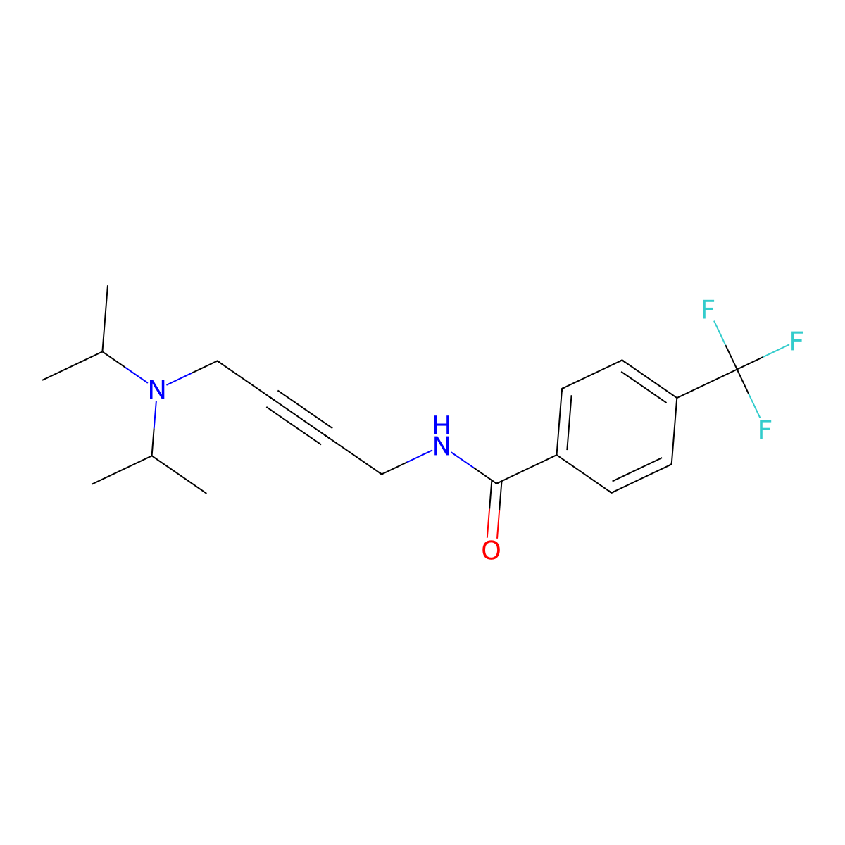 N-(4-(diisopropylamino)but-2-yn-1-yl)-4-(trifluoromethyl)benzamide molecular structure, CAS 1396783-29-1
