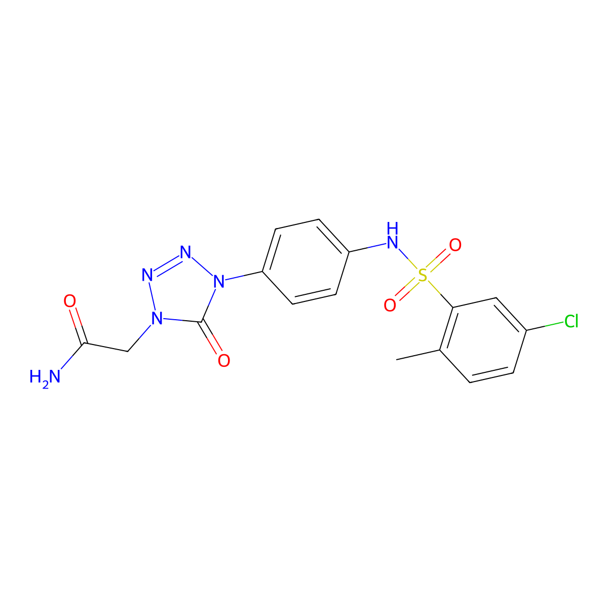 2-{4-[4-(5-chloro-2-methylbenzenesulfonamido)phenyl]-5-oxo-4,5-dihydro-1H-1,2,3,4-tetrazol-1-yl}acetamide molecular structure, CAS 1396783-33-7