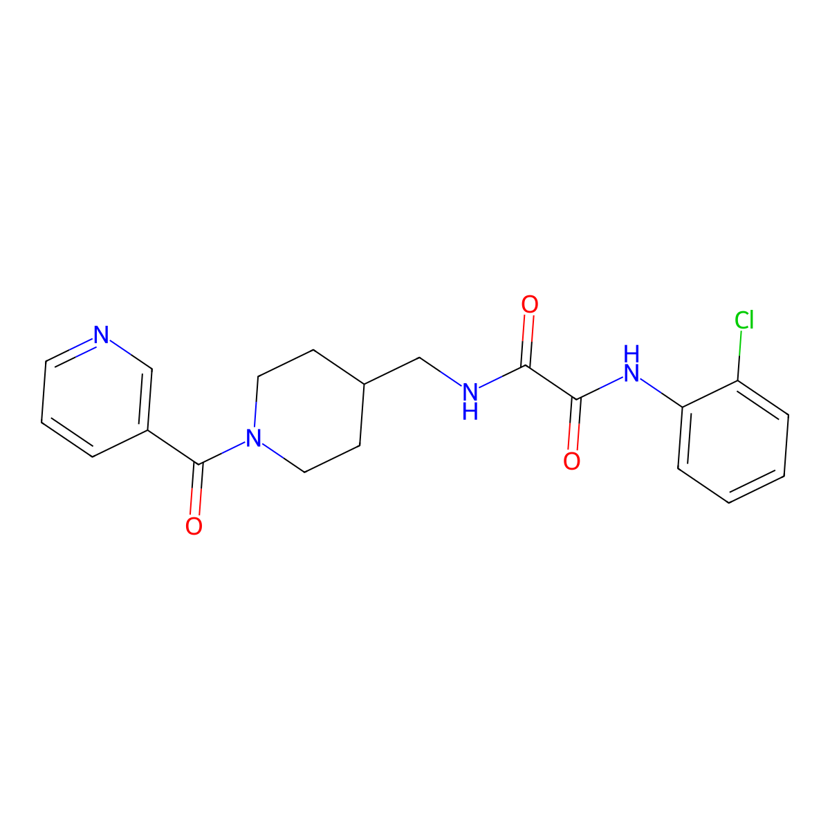 N1-(2-chlorophenyl)-N2-((1-nicotinoylpiperidin-4-yl)methyl)oxalamide molecular structure, CAS 1396783-37-1