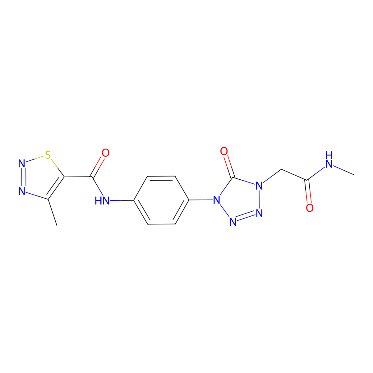 4-methyl-N-(4-(4-(2-(methylamino)-2-oxoethyl)-5-oxo-4,5-dihydro-1H-tetrazol-1-yl)phenyl)-1,2,3-thiadiazole-5-carboxamide molecular structure, CAS 1396783-38-2