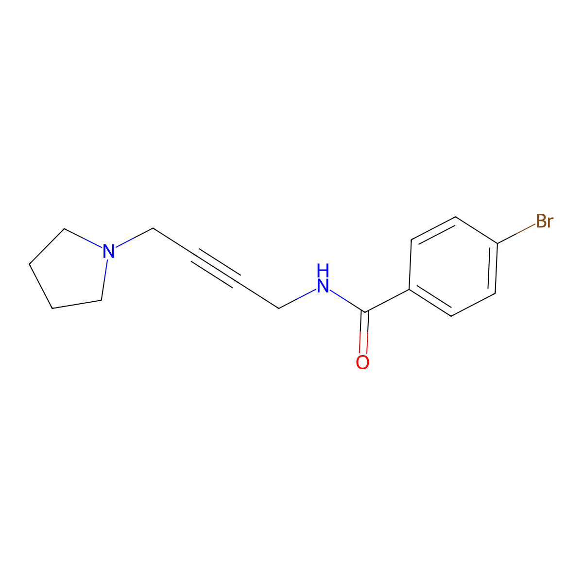 4-bromo-N-[4-(pyrrolidin-1-yl)but-2-yn-1-yl]benzamide molecular structure, CAS 1396783-40-6
