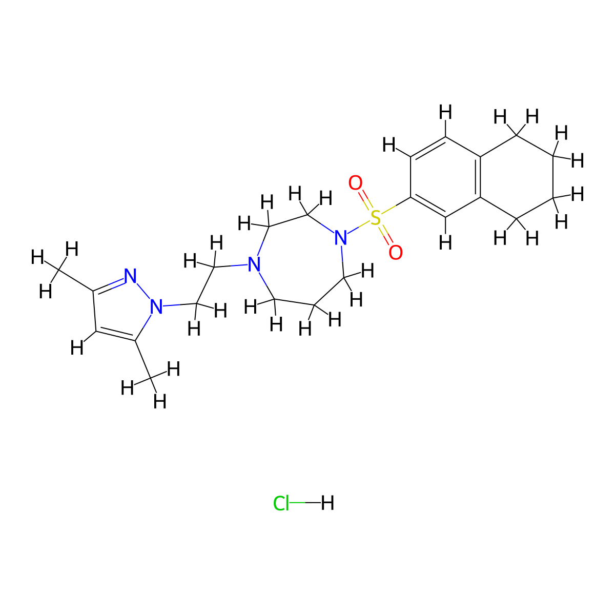 1-(2-(3,5-dimethyl-1H-pyrazol-1-yl)ethyl)-4-((5,6,7,8-tetrahydronaphthalen-2-yl)sulfonyl)-1,4-diazepane hydrochloride molecular structure, CAS 1396783-42-8