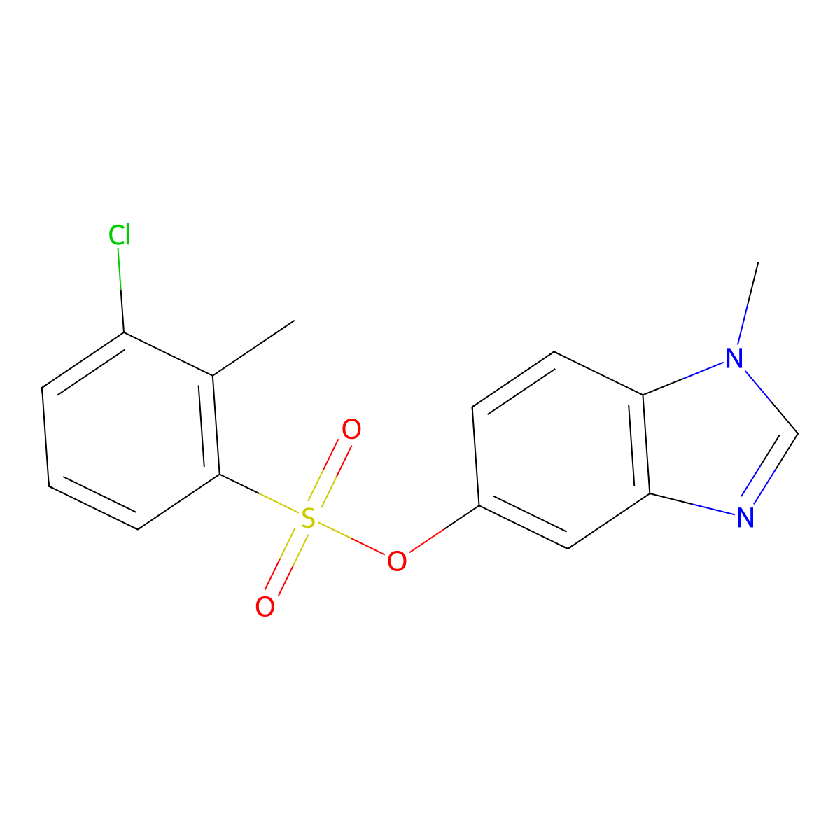 1-methyl-1H-benzo[d]imidazol-5-yl 3-chloro-2-methylbenzenesulfonate molecular structure, CAS 1396783-45-1