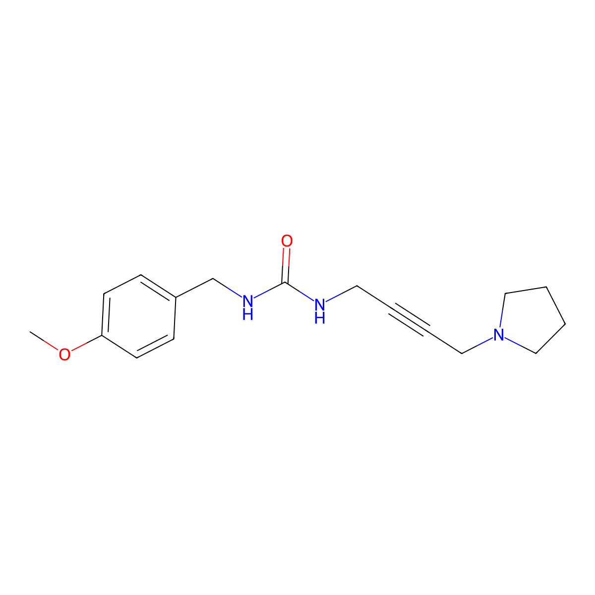 1-(4-Methoxybenzyl)-3-(4-(pyrrolidin-1-yl)but-2-yn-1-yl)urea molecular structure, CAS 1396783-56-4