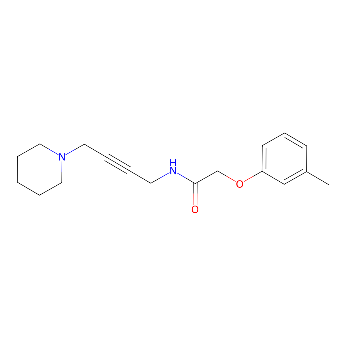 N-(4-(piperidin-1-yl)but-2-yn-1-yl)-2-(m-tolyloxy)acetamide molecular structure, CAS 1396783-65-5