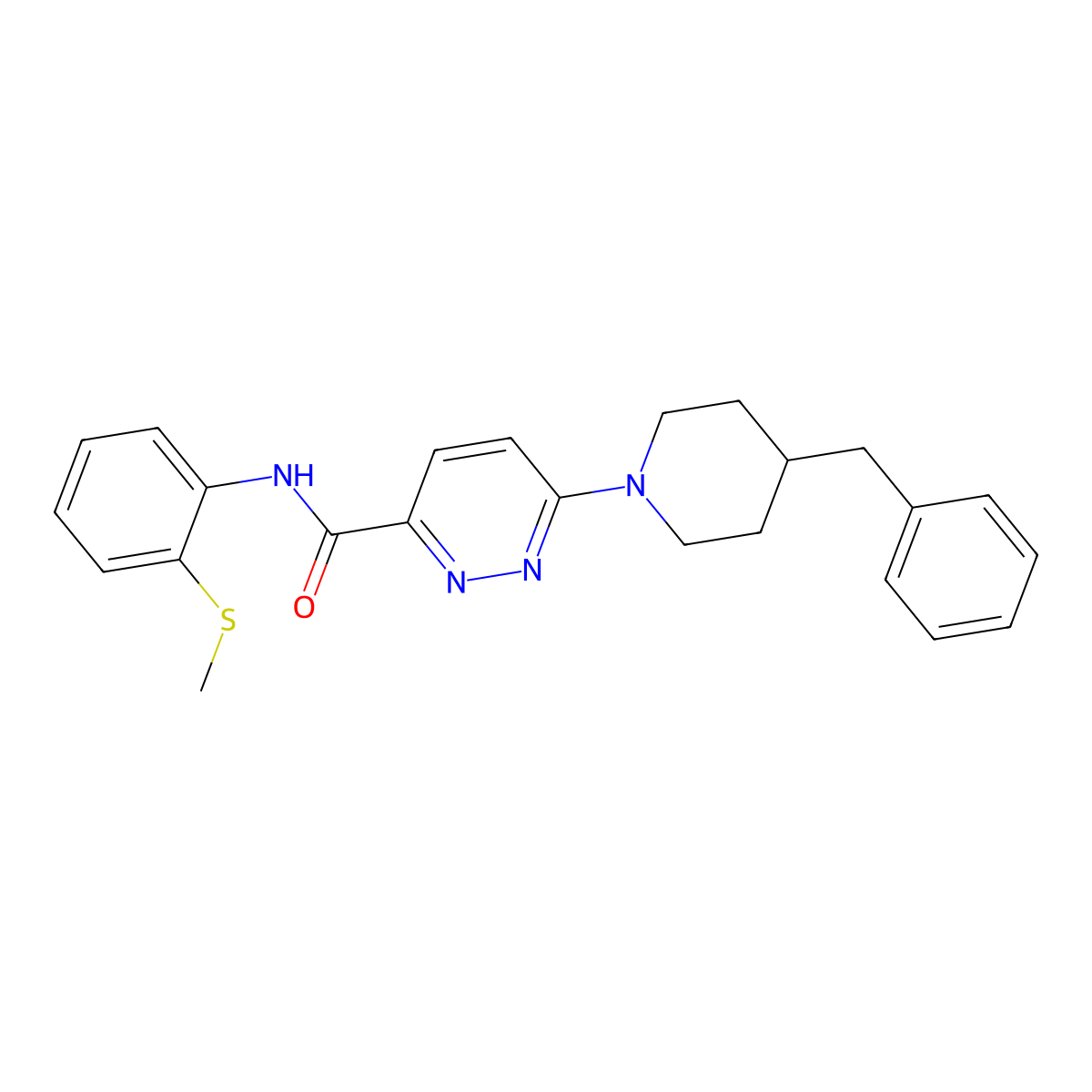 6-(4-benzylpiperidin-1-yl)-N-(2-(methylthio)phenyl)pyridazine-3-carboxamide molecular structure, CAS 1396783-67-7