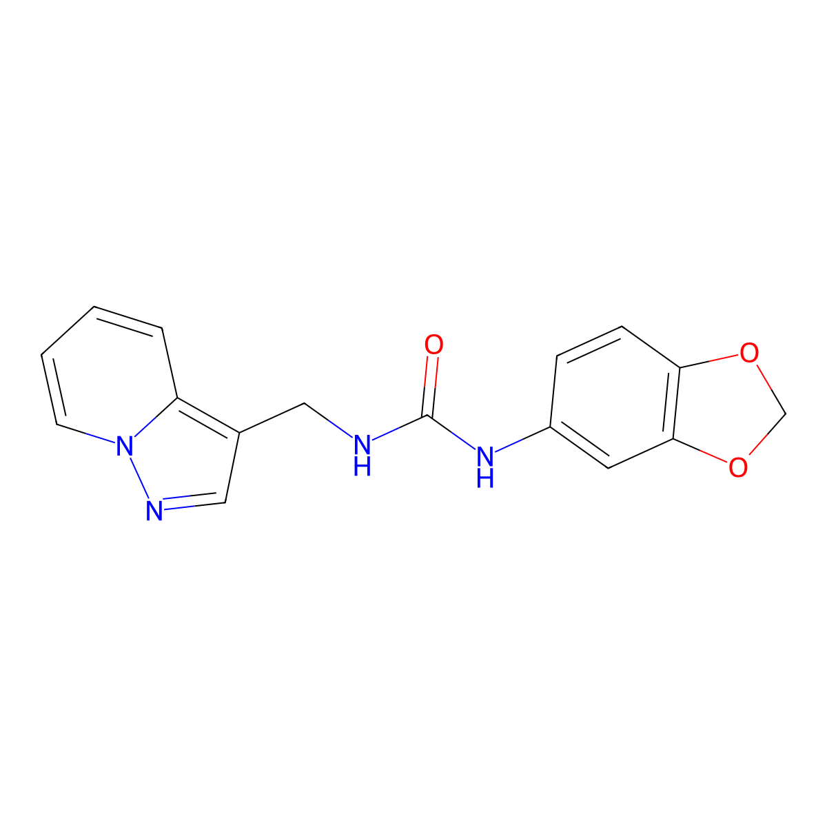 1-(Benzo[d][1,3]dioxol-5-yl)-3-(pyrazolo[1,5-a]pyridin-3-ylmethyl)urea molecular structure, CAS 1396783-68-8