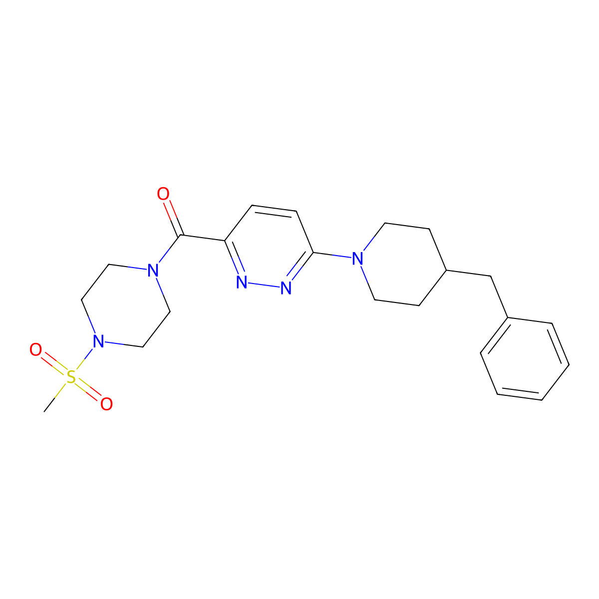 (6-(4-Benzylpiperidin-1-yl)pyridazin-3-yl)(4-(methylsulfonyl)piperazin-1-yl)methanone molecular structure, CAS 1396783-71-3