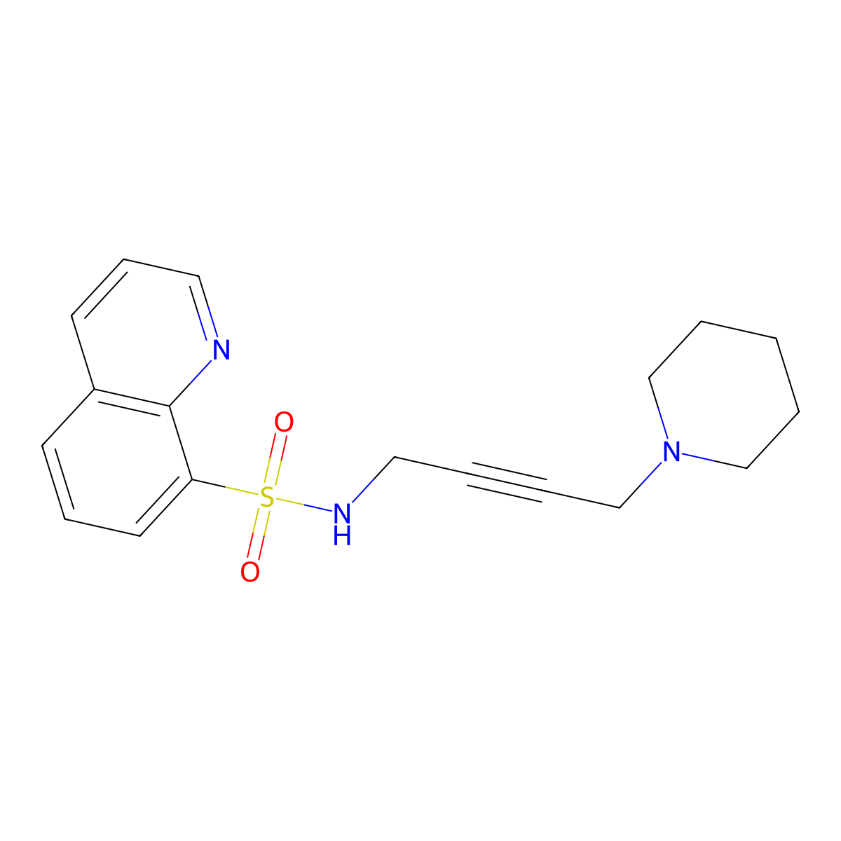 N-(4-(piperidin-1-yl)but-2-yn-1-yl)quinoline-8-sulfonamide molecular structure, CAS 1396783-72-4