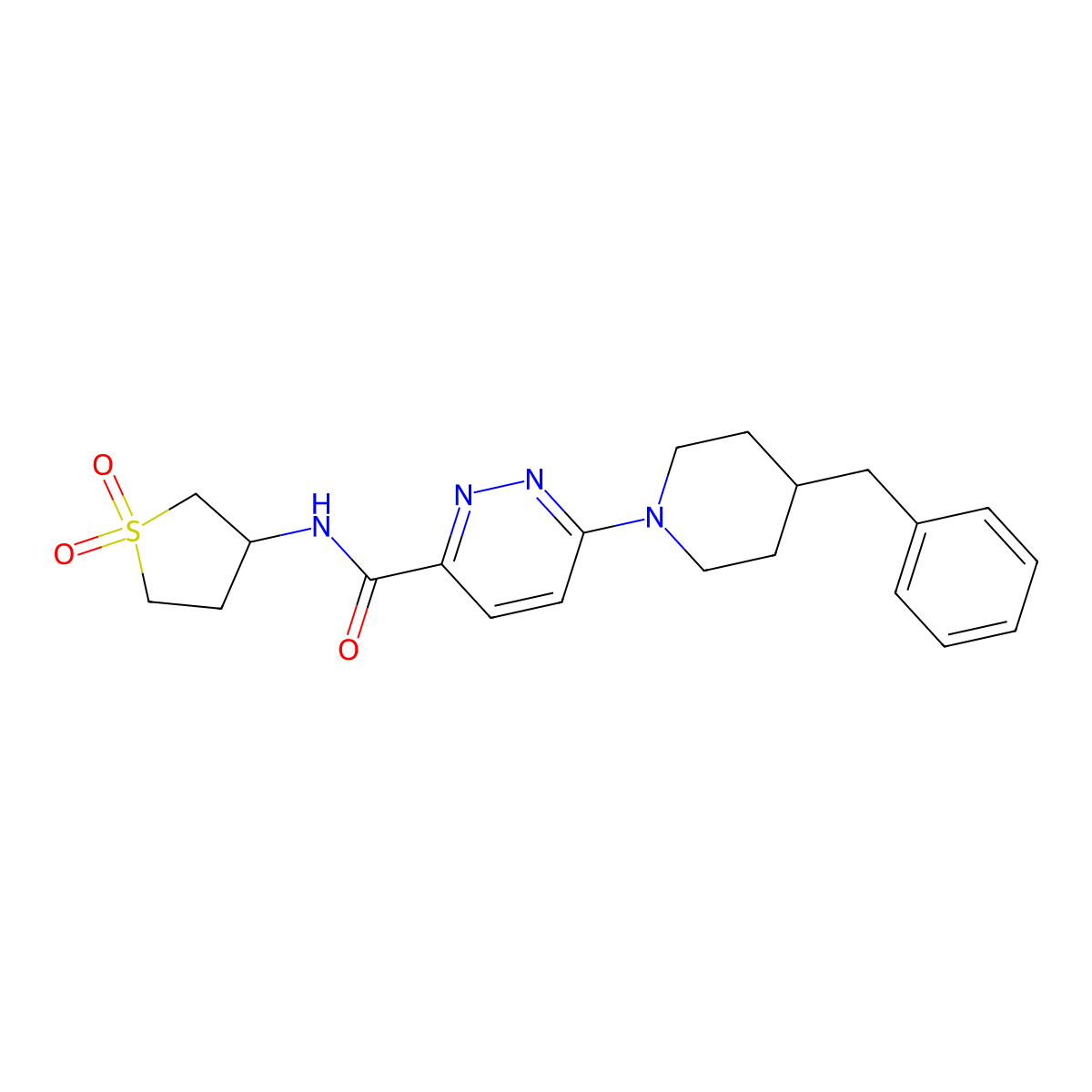 6-(4-benzylpiperidin-1-yl)-N-(1,1-dioxidotetrahydrothiophen-3-yl)pyridazine-3-carboxamide molecular structure, CAS 1396783-75-7