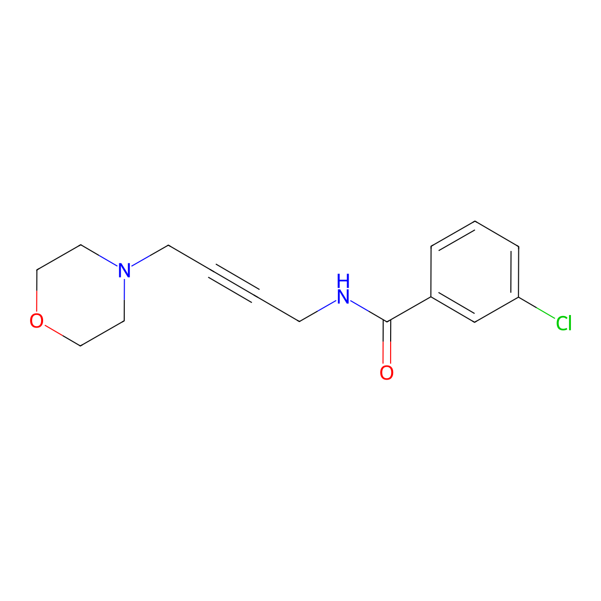 3-chloro-N-(4-morpholinobut-2-yn-1-yl)benzamide molecular structure, CAS 1396783-76-8