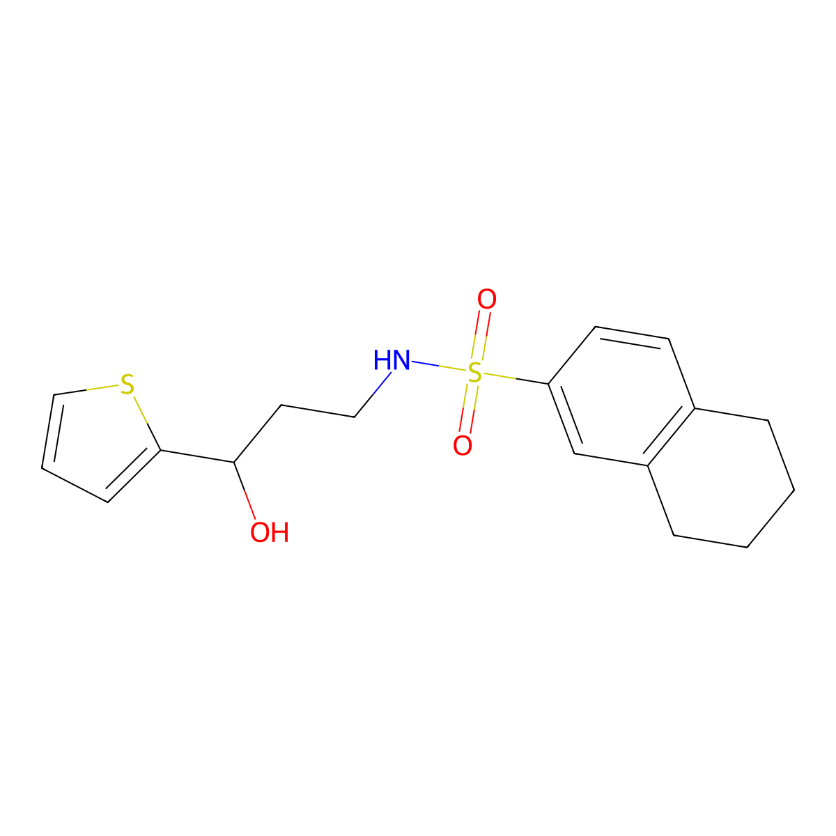 N-[3-hydroxy-3-(thiophen-2-yl)propyl]-5,6,7,8-tetrahydronaphthalene-2-sulfonamide molecular structure, CAS 1396783-79-1