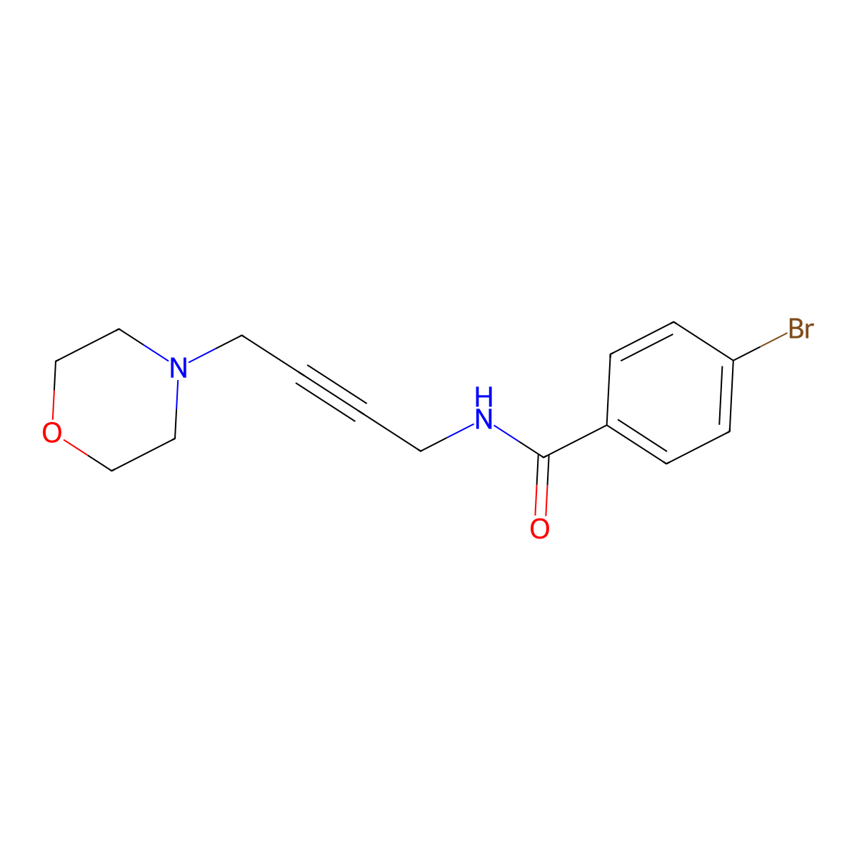 4-bromo-N-(4-morpholinobut-2-yn-1-yl)benzamide molecular structure, CAS 1396783-82-6