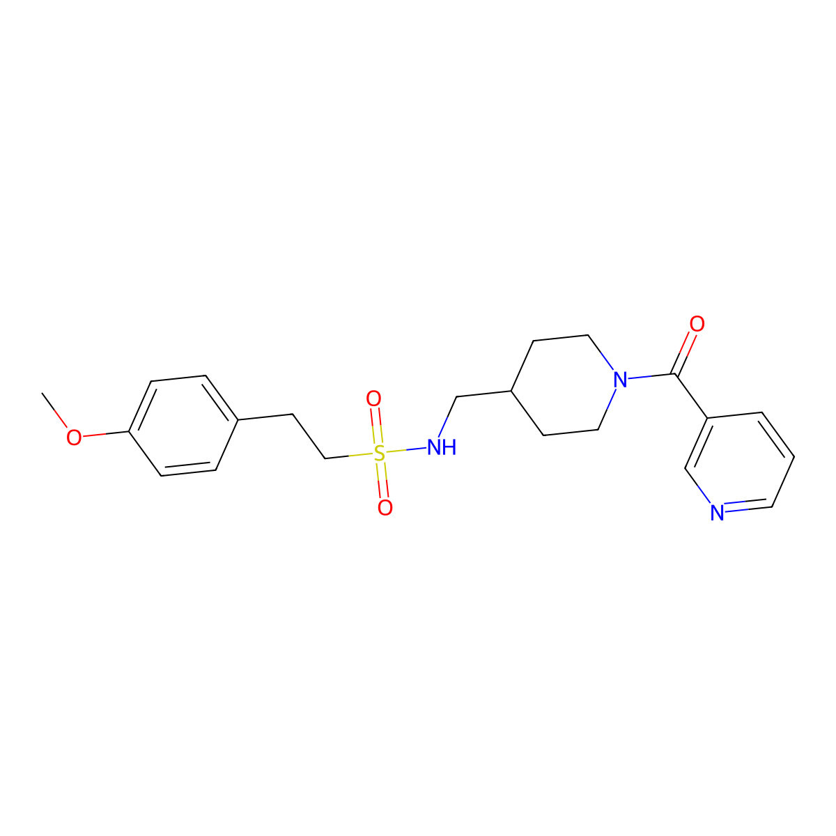 2-(4-methoxyphenyl)-N-((1-nicotinoylpiperidin-4-yl)methyl)ethanesulfonamide molecular structure, CAS 1396783-86-0