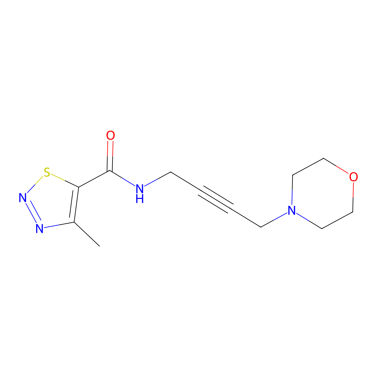 4-methyl-N-(4-morpholinobut-2-yn-1-yl)-1,2,3-thiadiazole-5-carboxamide molecular structure, CAS 1396783-97-3