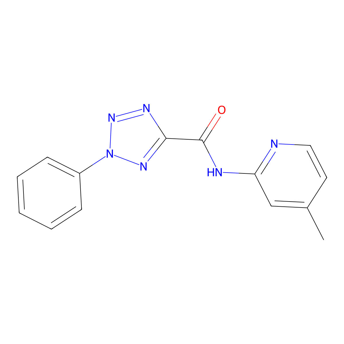 N-(4-methylpyridin-2-yl)-2-phenyl-2H-tetrazole-5-carboxamide molecular structure, CAS 1396783-98-4