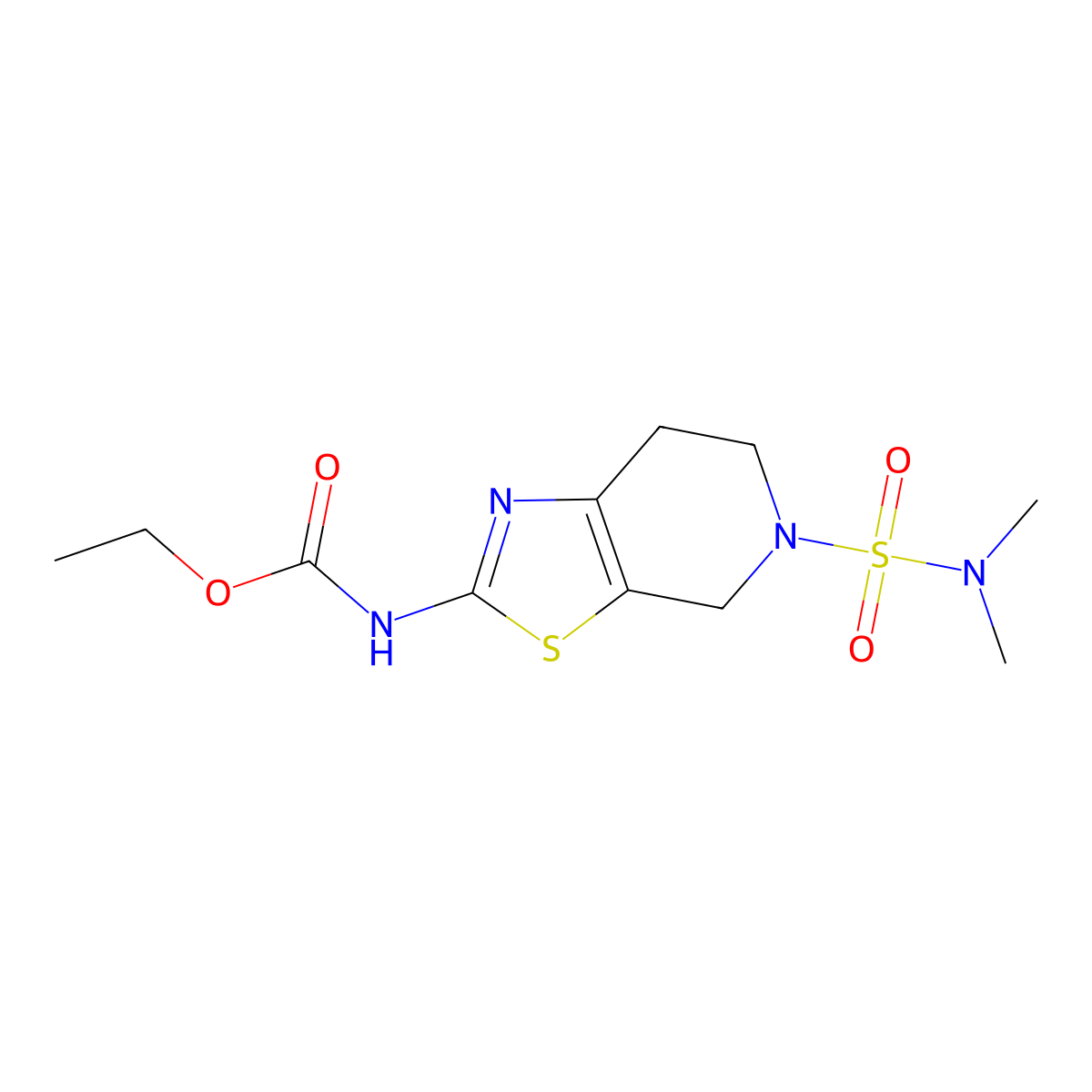 ethyl (5-(N,N-dimethylsulfamoyl)-4,5,6,7-tetrahydrothiazolo[5,4-c]pyridin-2-yl)carbamate molecular structure, CAS 1396784-01-2