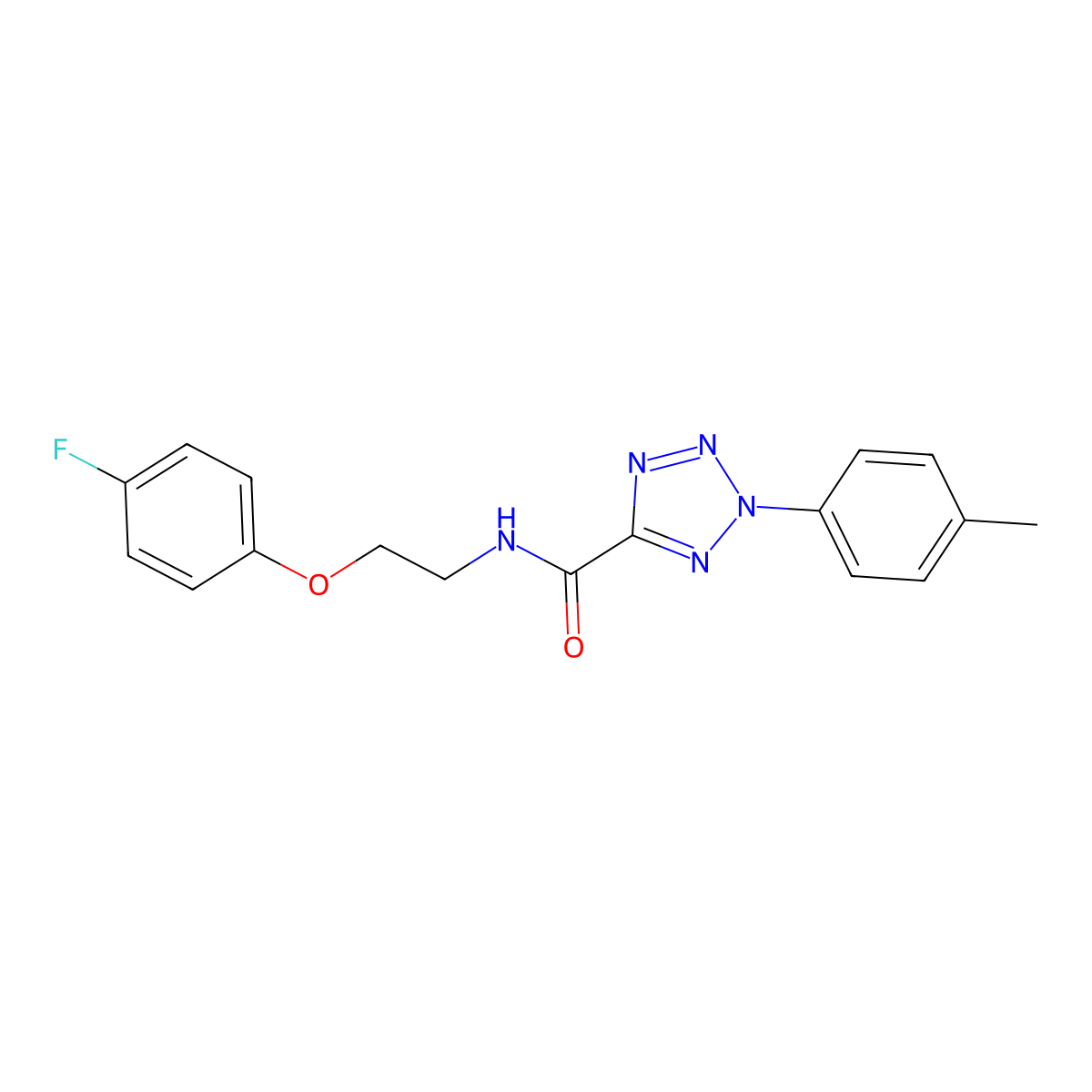 2H-Tetrazole-5-carboxamide, N-[2-(4-fluorophenoxy)ethyl]-2-(4-methylphenyl)- molecular structure, CAS 1396784-13-6