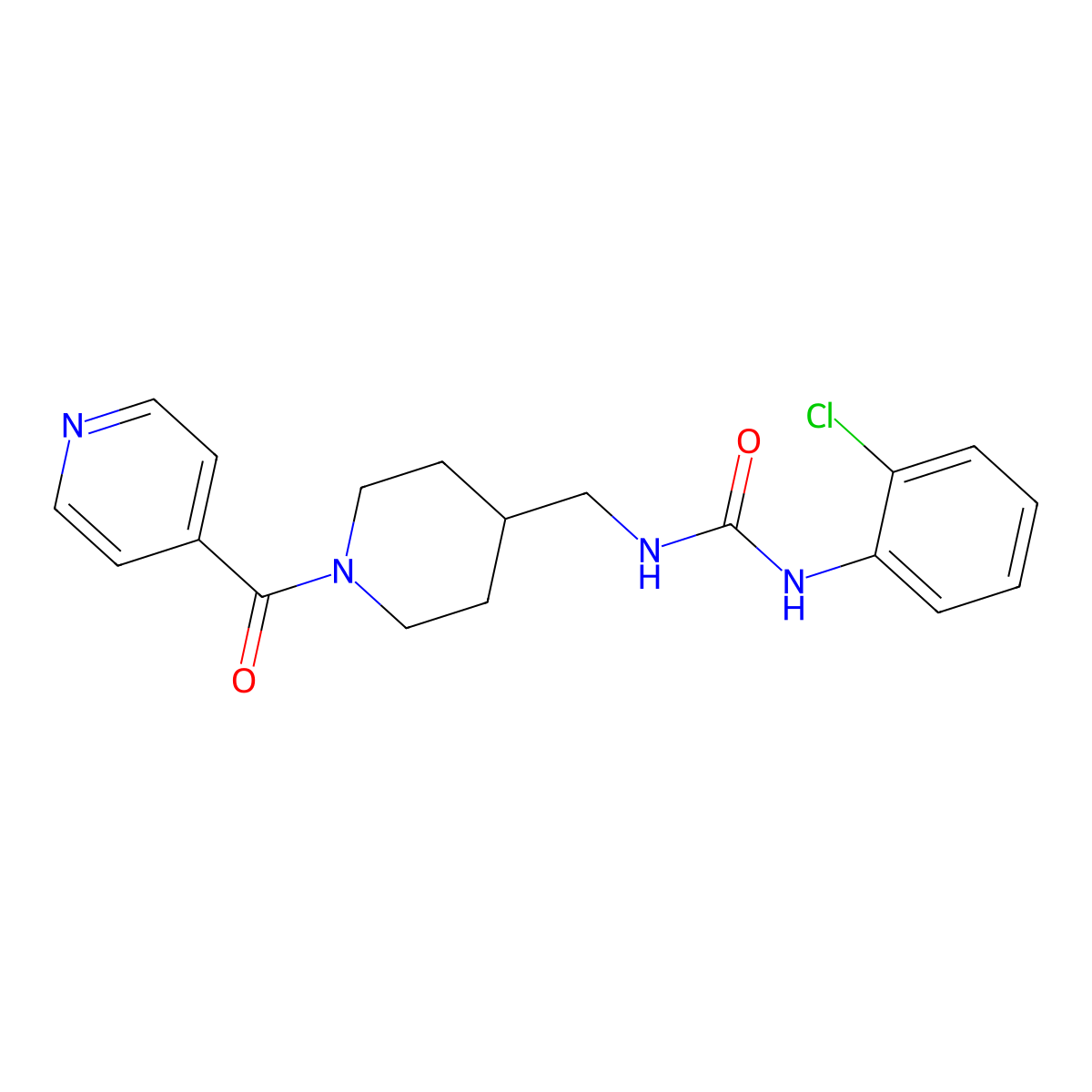 1-(2-Chlorophenyl)-3-((1-isonicotinoylpiperidin-4-yl)methyl)urea molecular structure, CAS 1396784-15-8