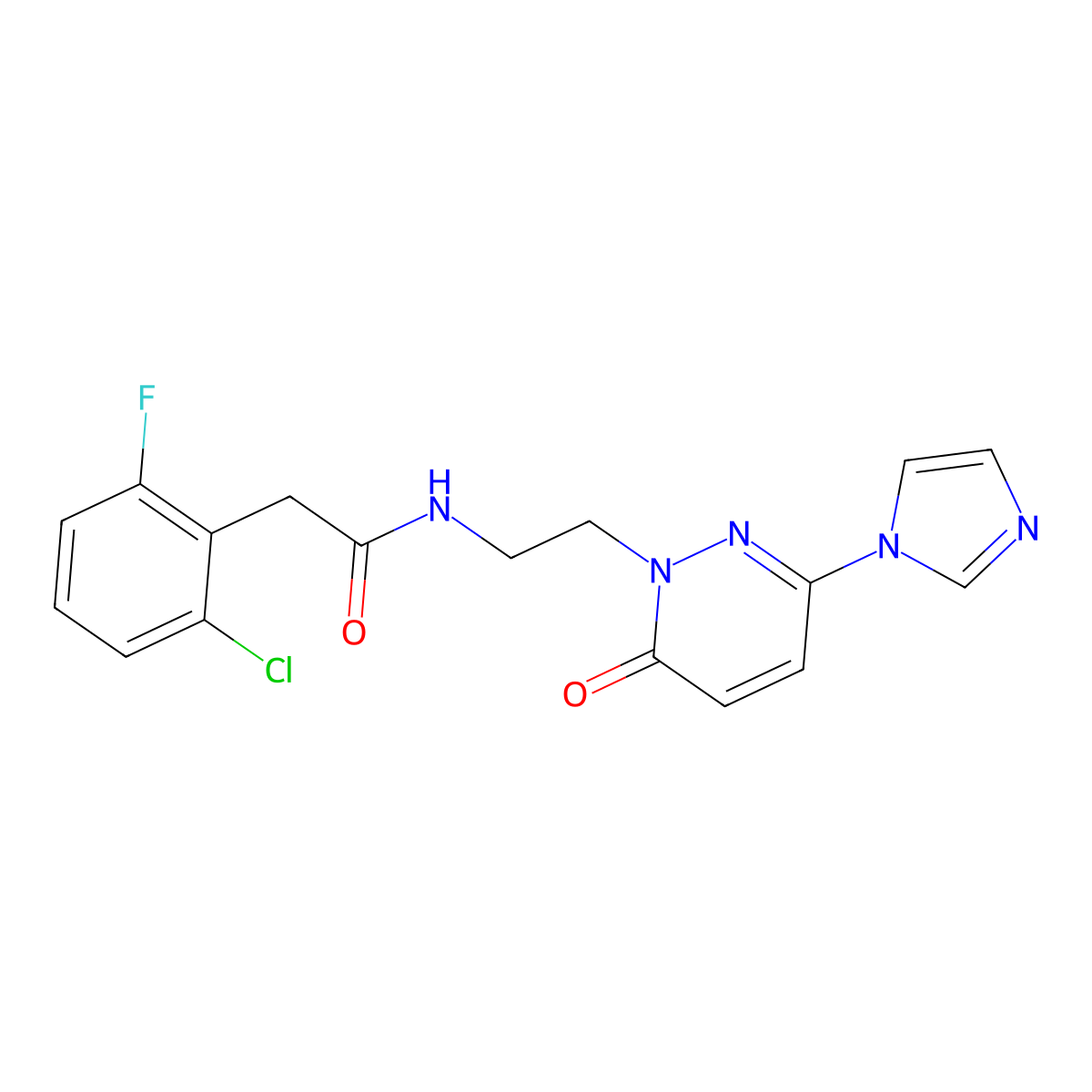 N-(2-(3-(1H-imidazol-1-yl)-6-oxopyridazin-1(6H)-yl)ethyl)-2-(2-chloro-6-fluorophenyl)acetamide molecular structure, CAS 1396784-16-9