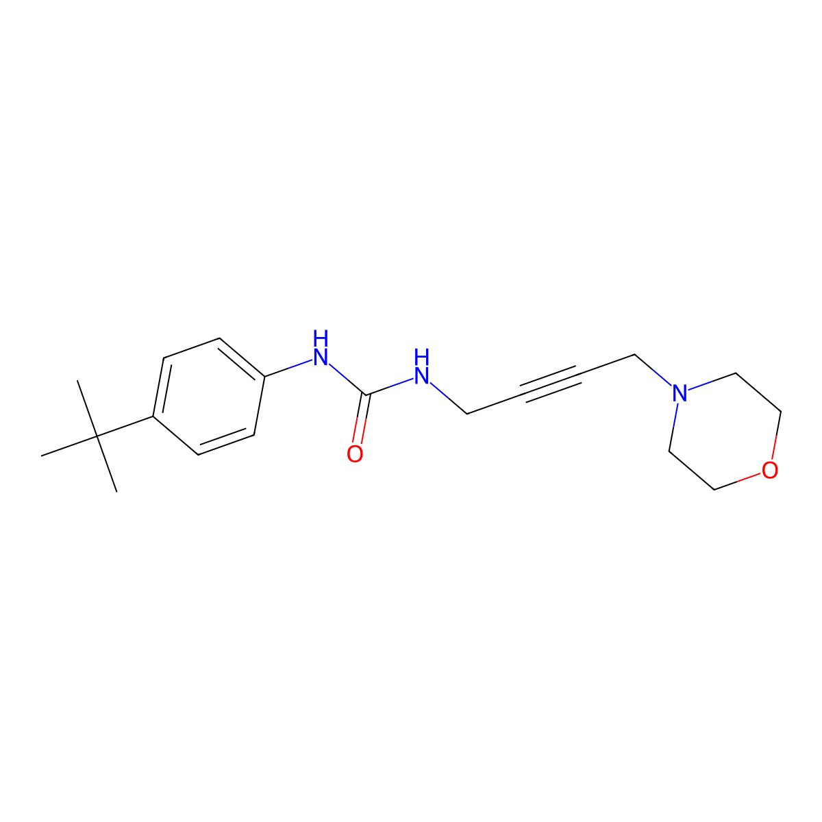1-(4-(Tert-butyl)phenyl)-3-(4-morpholinobut-2-yn-1-yl)urea molecular structure, CAS 1396784-17-0