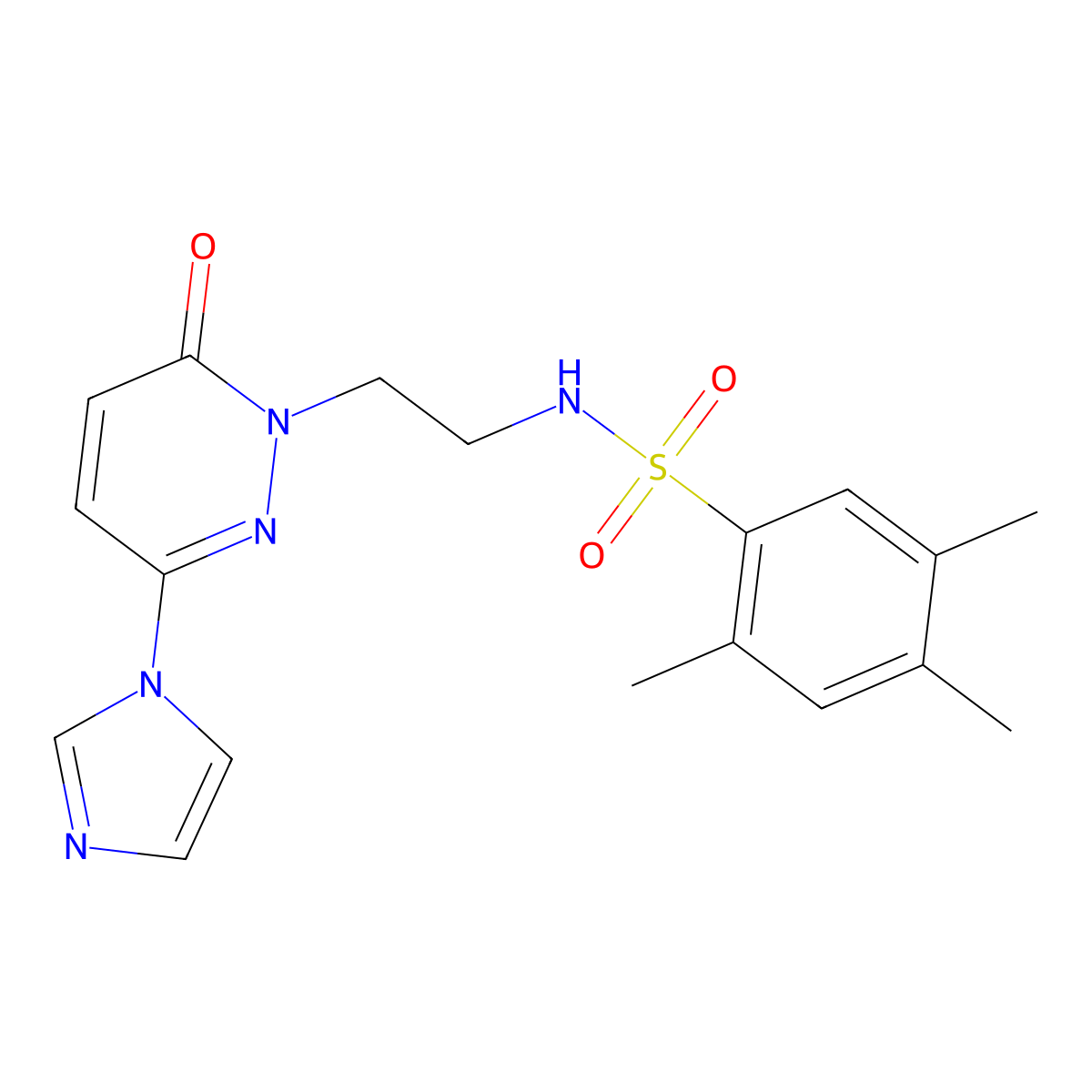 N-(2-(3-(1H-imidazol-1-yl)-6-oxopyridazin-1(6H)-yl)ethyl)-2,4,5-trimethylbenzenesulfonamide molecular structure, CAS 1396784-23-8