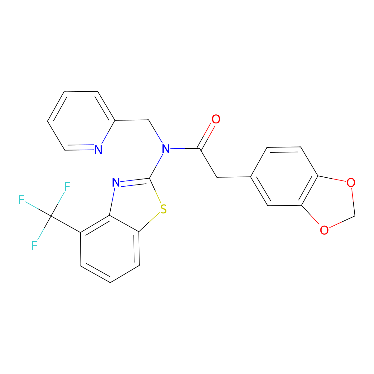 2-(benzo[d][1,3]dioxol-5-yl)-N-(pyridin-2-ylmethyl)-N-(4-(trifluoromethyl)benzo[d]thiazol-2-yl)acetamide molecular structure, CAS 1396784-30-7