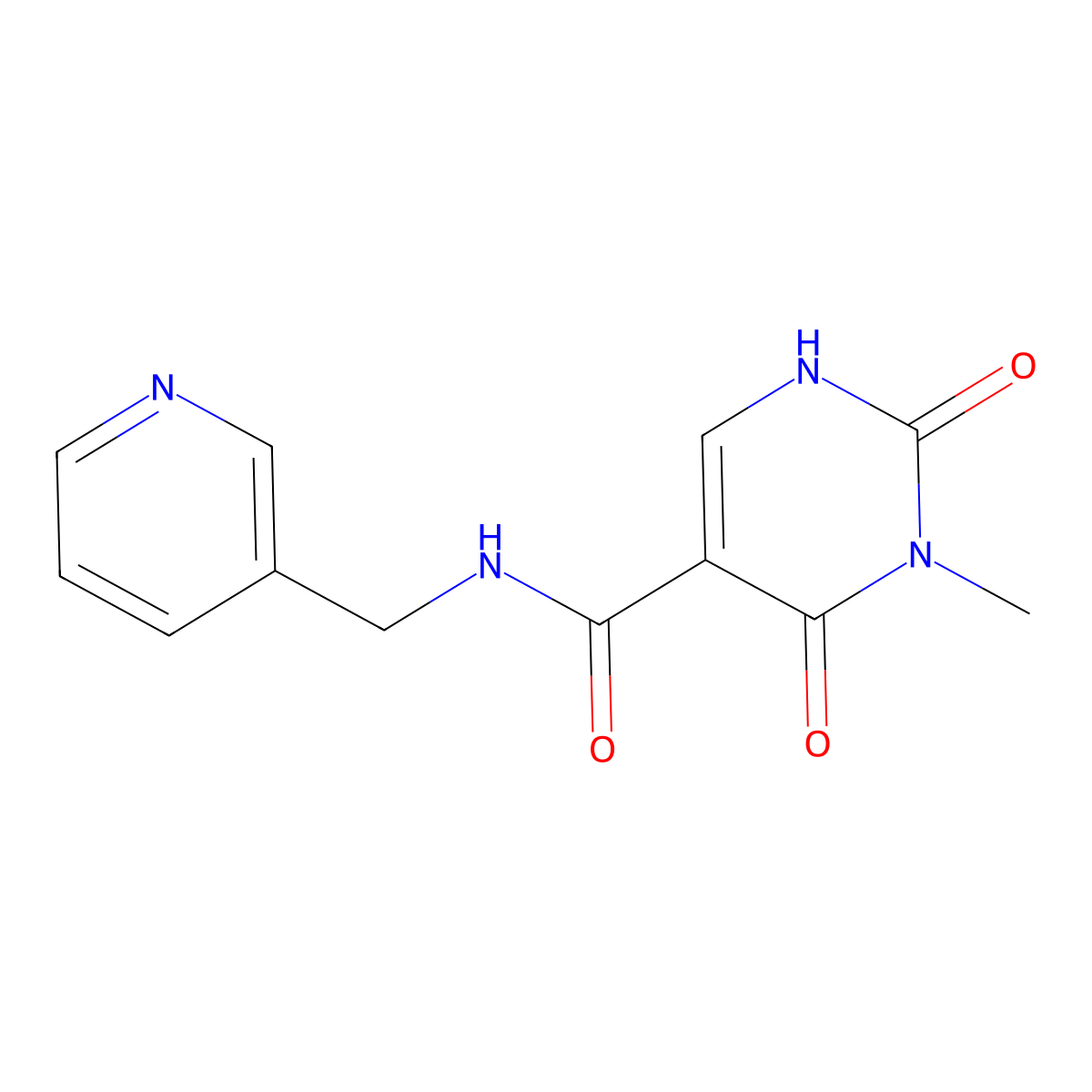 3-methyl-2,4-dioxo-N-(pyridin-3-ylmethyl)-1,2,3,4-tetrahydropyrimidine-5-carboxamide molecular structure, CAS 1396784-34-1