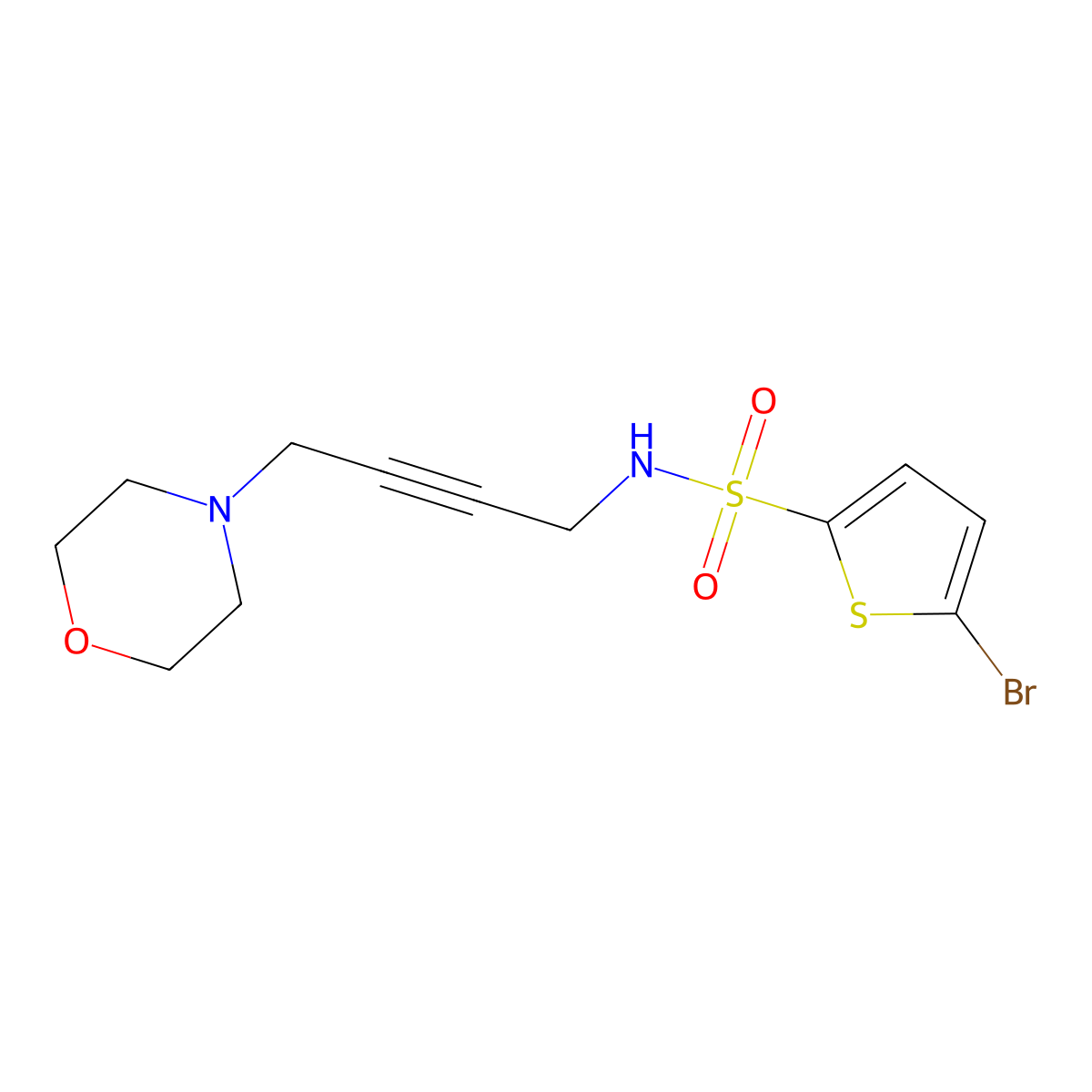5-bromo-N-(4-morpholinobut-2-yn-1-yl)thiophene-2-sulfonamide molecular structure, CAS 1396784-35-2