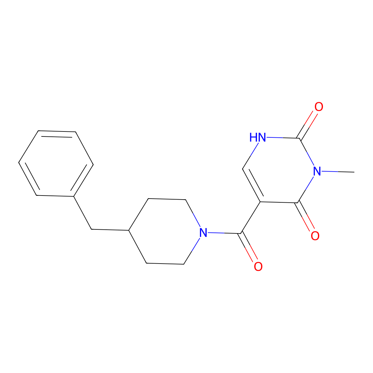 5-(4-benzylpiperidine-1-carbonyl)-3-methylpyrimidine-2,4(1H,3H)-dione molecular structure, CAS 1396784-49-8