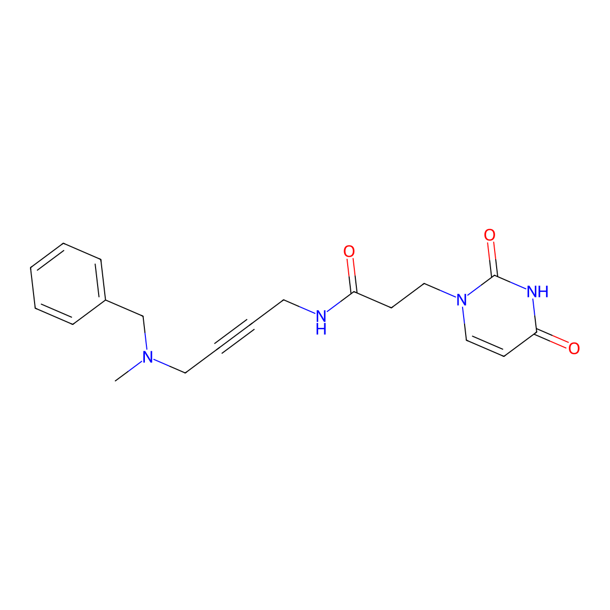 N-(4-(benzyl(methyl)amino)but-2-yn-1-yl)-3-(2,4-dioxo-3,4-dihydropyrimidin-1(2H)-yl)propanamide molecular structure, CAS 1396784-50-1