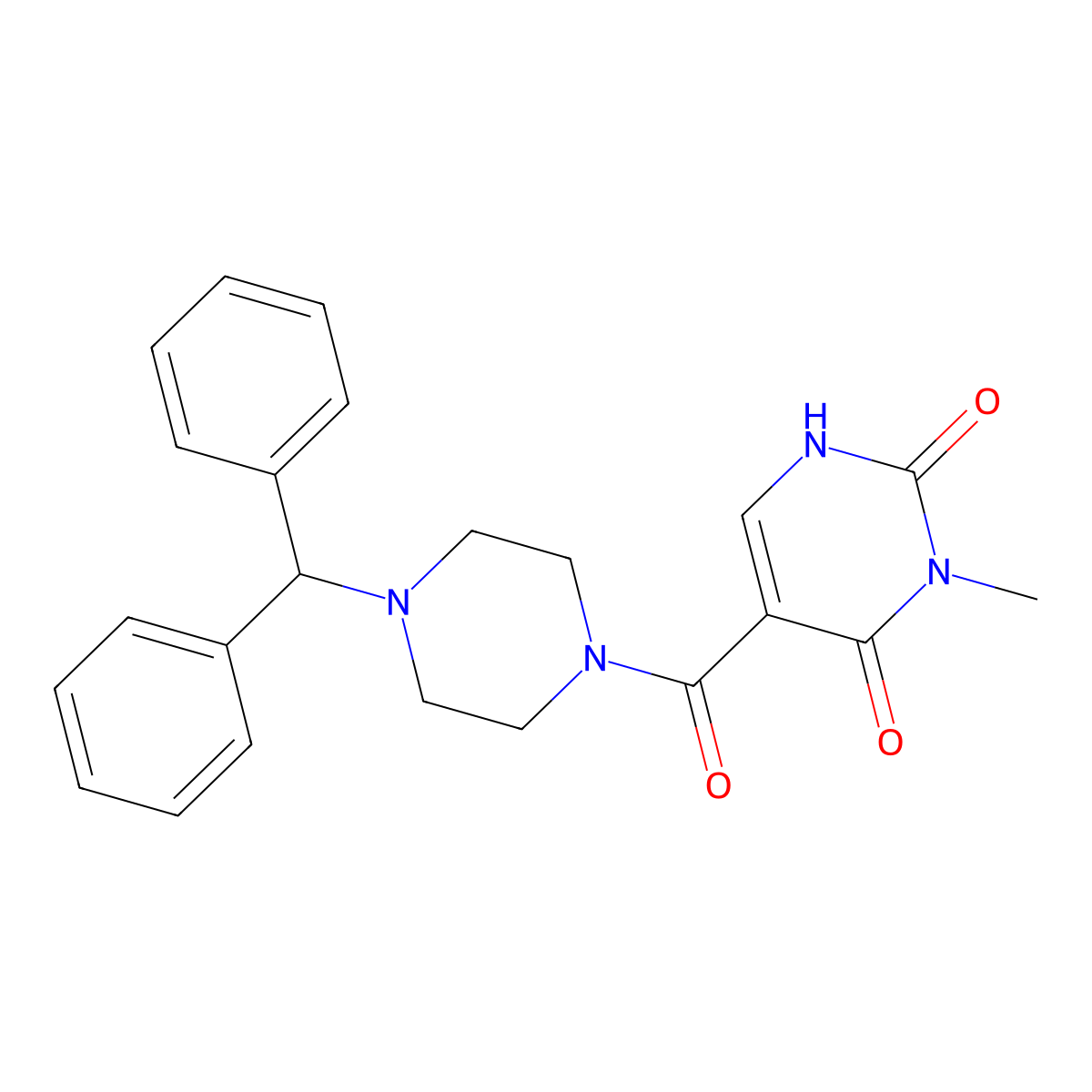 5-(4-benzhydrylpiperazine-1-carbonyl)-3-methylpyrimidine-2,4(1H,3H)-dione molecular structure, CAS 1396784-51-2