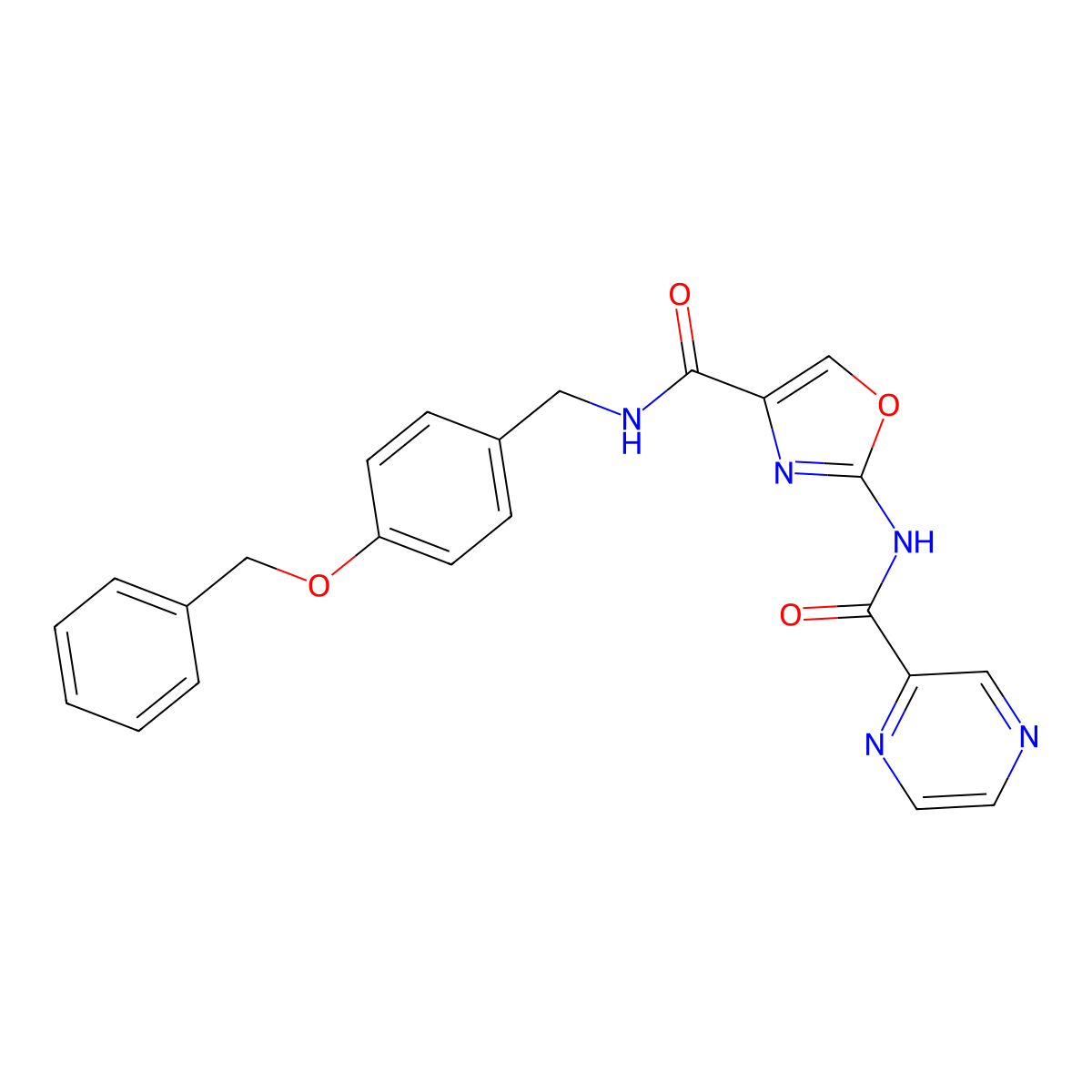 N-[4-({[4-(benzyloxy)phenyl]methyl}carbamoyl)-1,3-oxazol-2-yl]pyrazine-2-carboxamide molecular structure, CAS 1396784-53-4