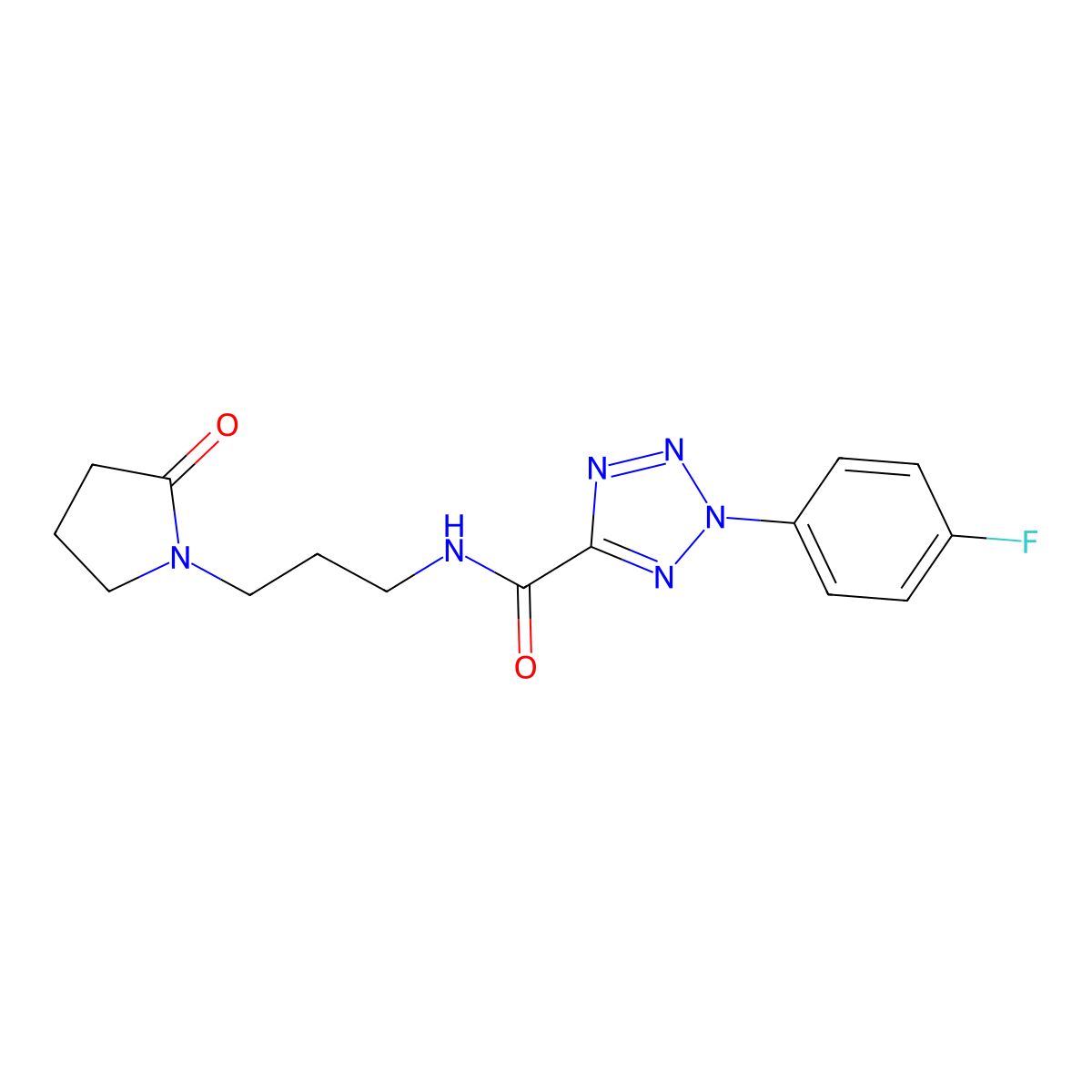 2-(4-fluorophenyl)-N-(3-(2-oxopyrrolidin-1-yl)propyl)-2H-tetrazole-5-carboxamide molecular structure, CAS 1396784-54-5