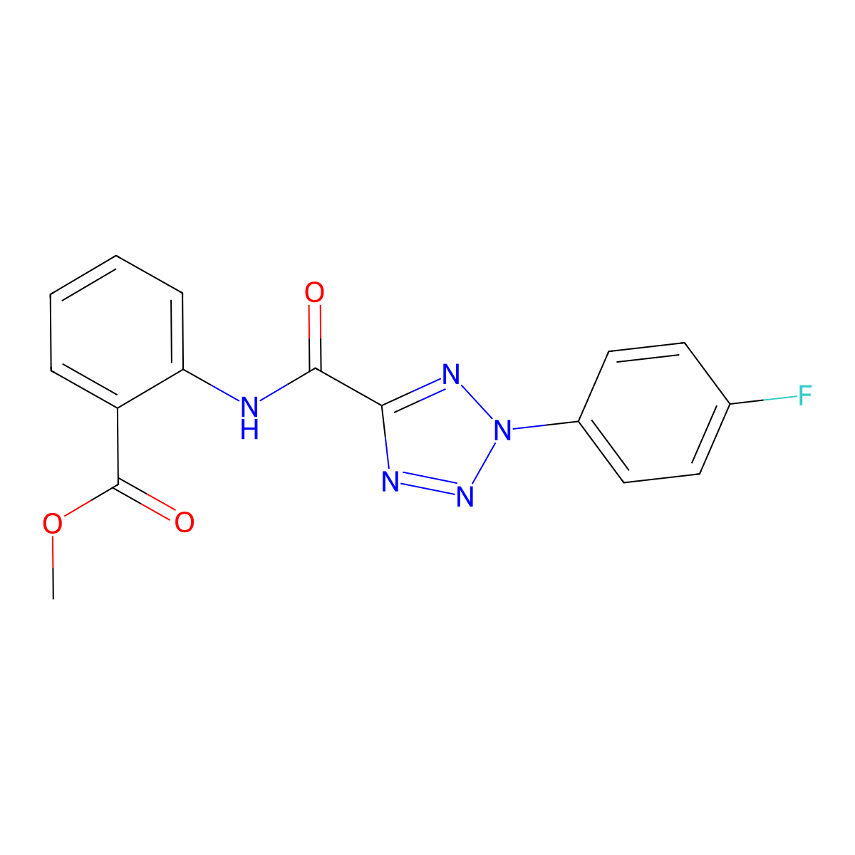 methyl 2-(2-(4-fluorophenyl)-2H-tetrazole-5-carboxamido)benzoate molecular structure, CAS 1396784-57-8